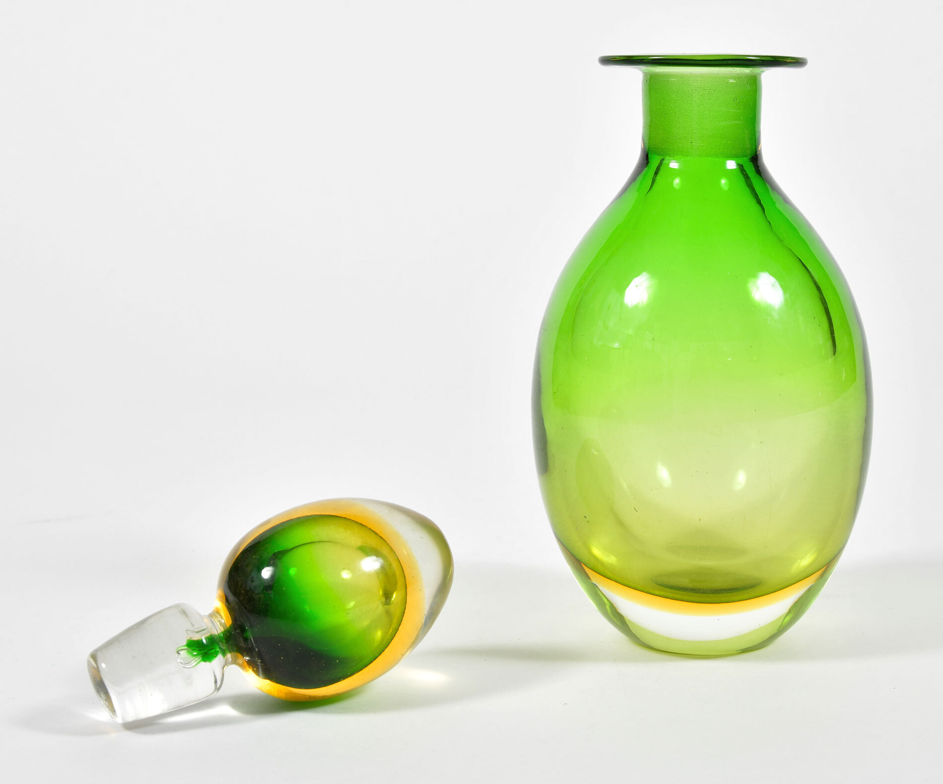 1950S Green Yellow Murano Decanter 02