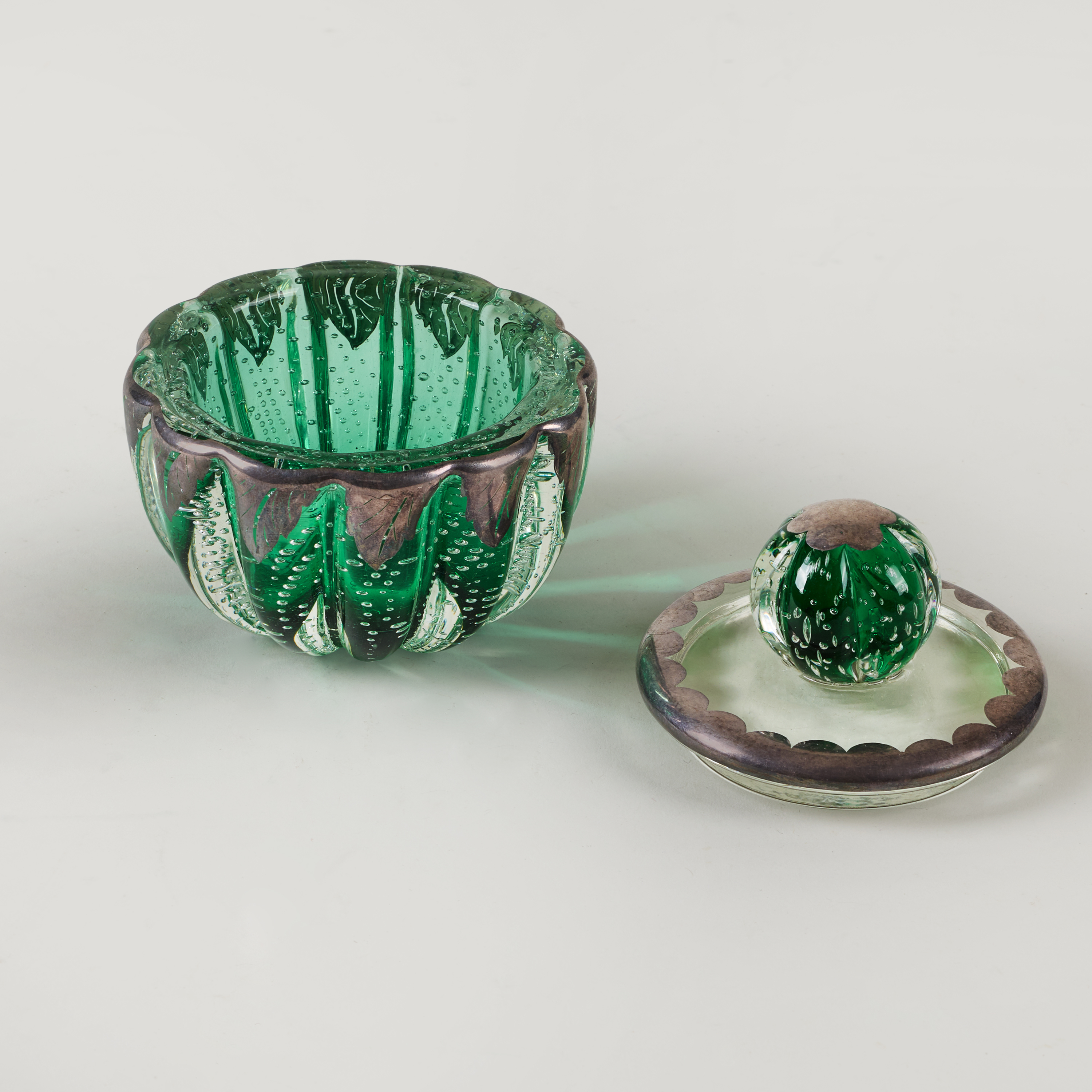 Seguso Green And Silver Bowl Valerie Wade 263245 V1