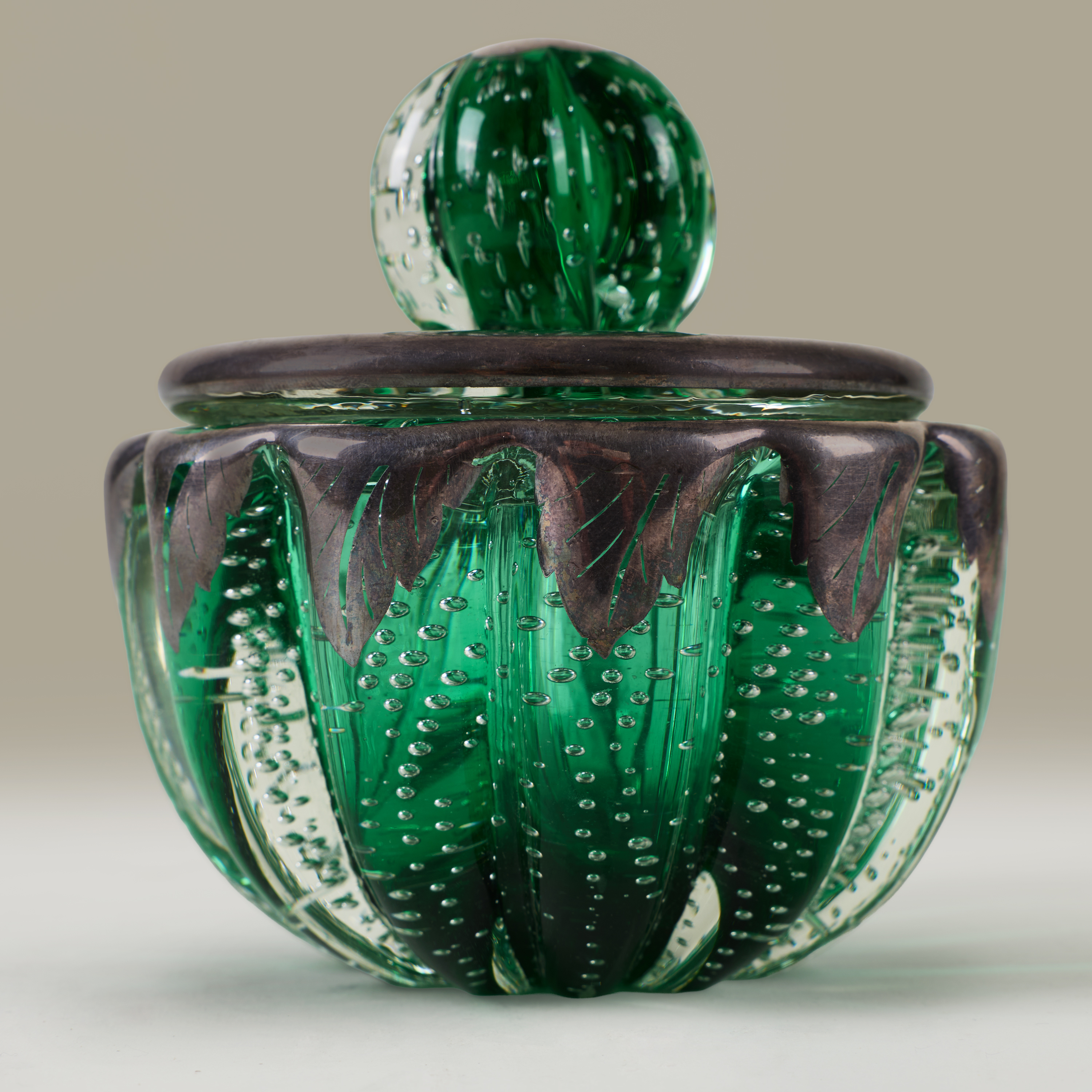 Seguso Green And Silver Bowl Valerie Wade 263248 V1