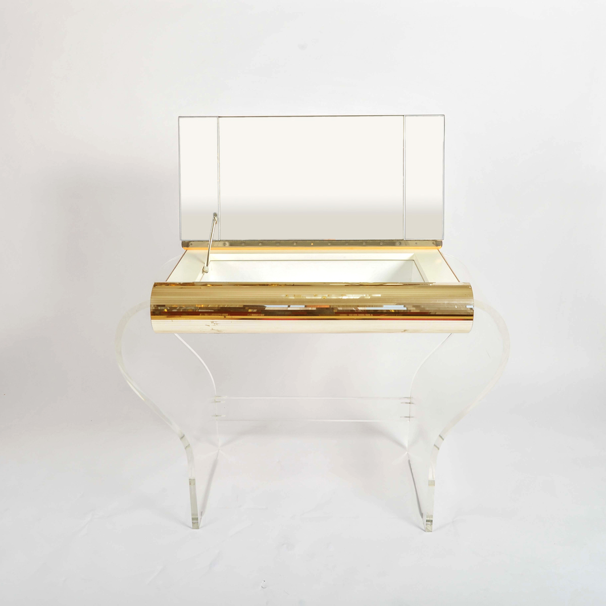 1950S American Lucite Dressing Table Gold Front 02