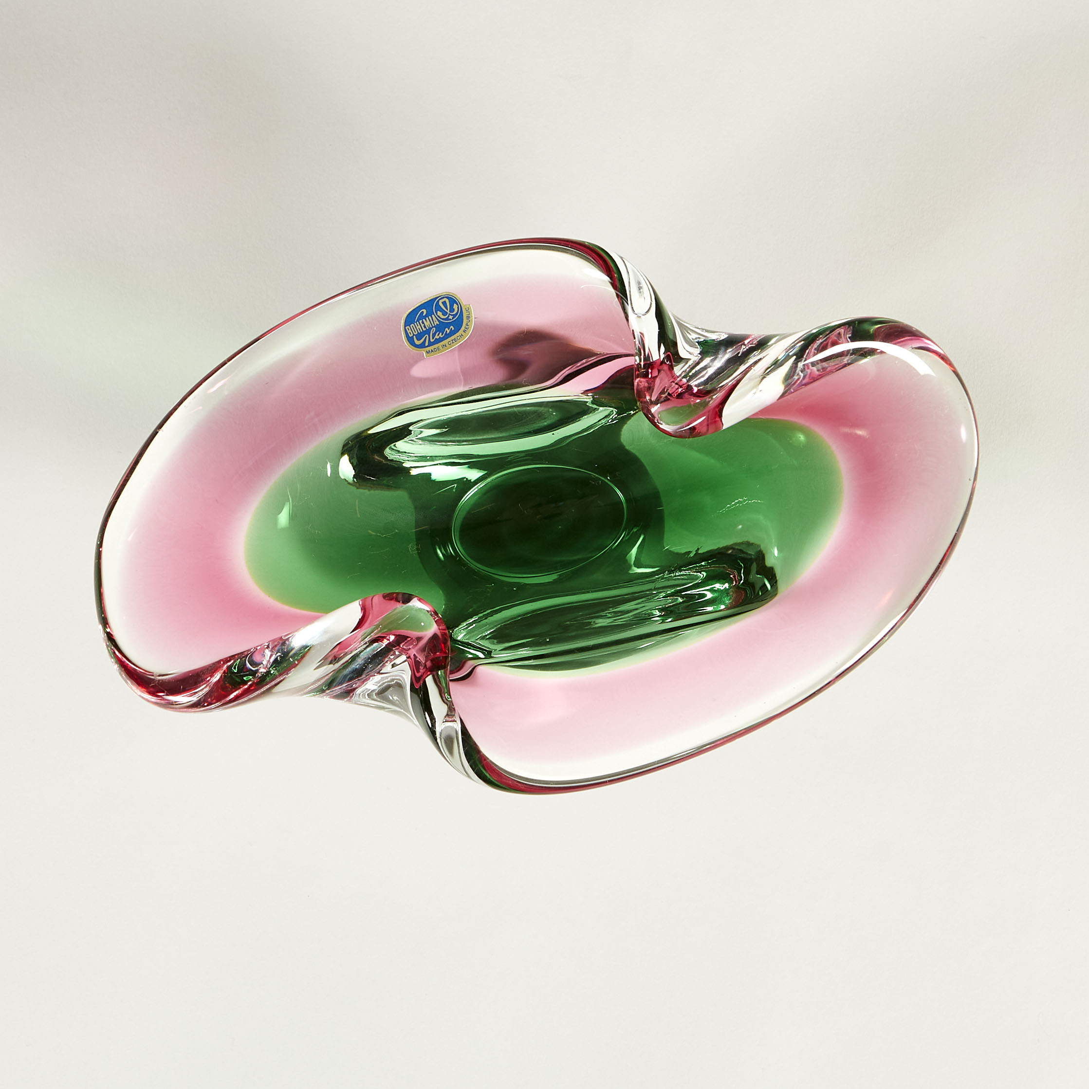 Pink And Green Czech Bowl 0009 V1