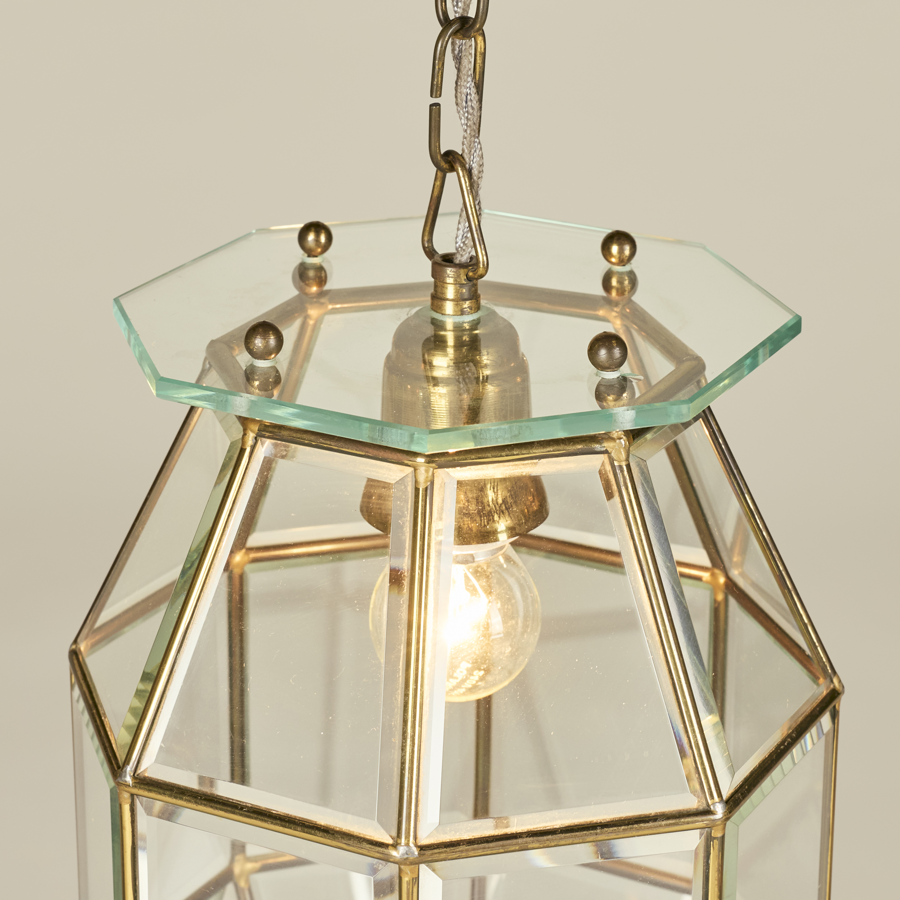 Italian 1960S Brass And Glass Lantern Valerie Wade 23 226 V1