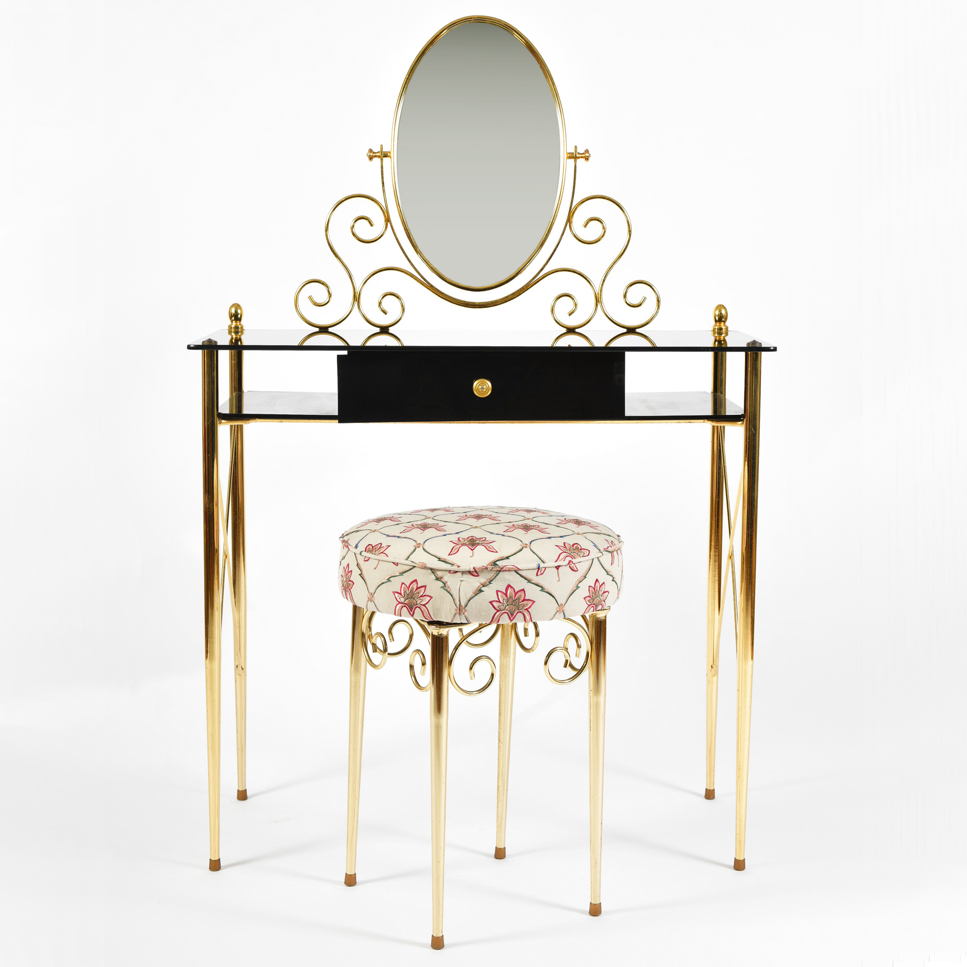 The image for Black Glass And Brass Dressing Table 01