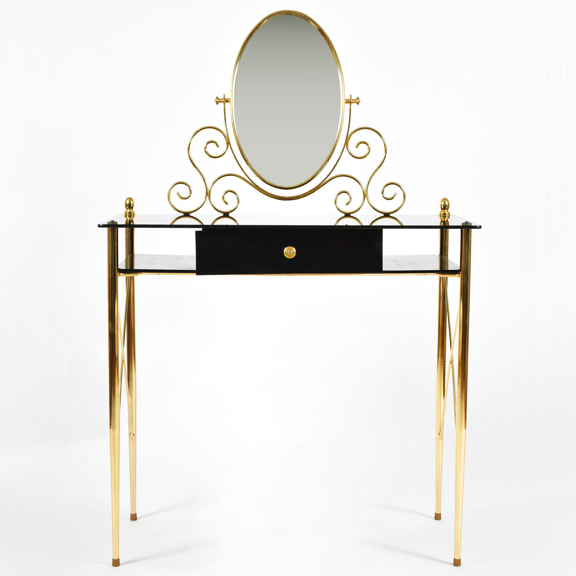 Black Glass And Brass Dressing Table 02