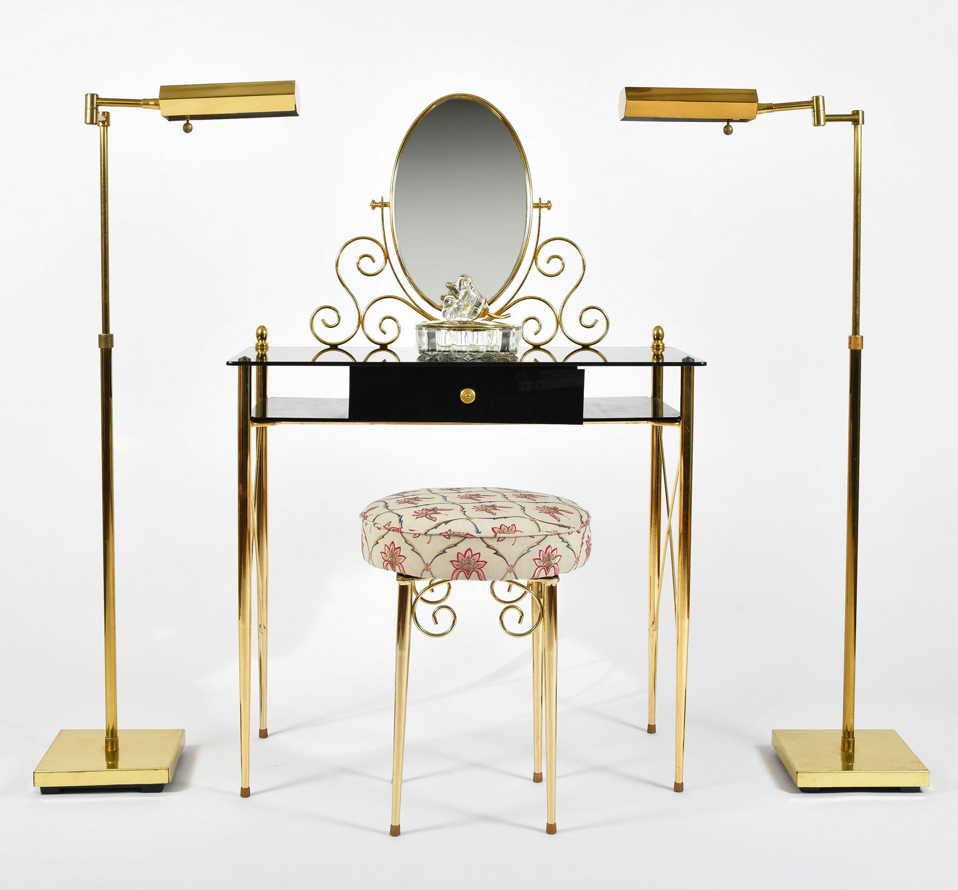 Black Glass And Brass Dressing Table 04