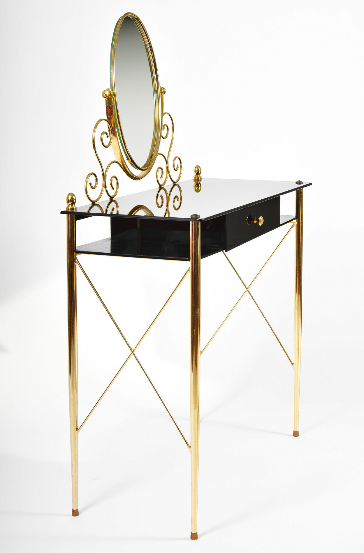 Black Glass And Brass Dressing Table 05