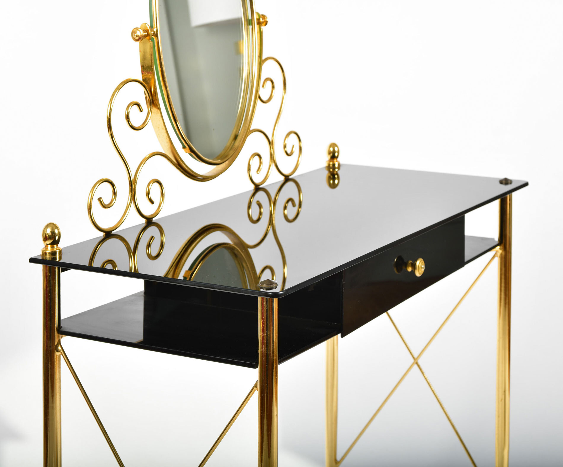 Black Glass And Brass Dressing Table 06