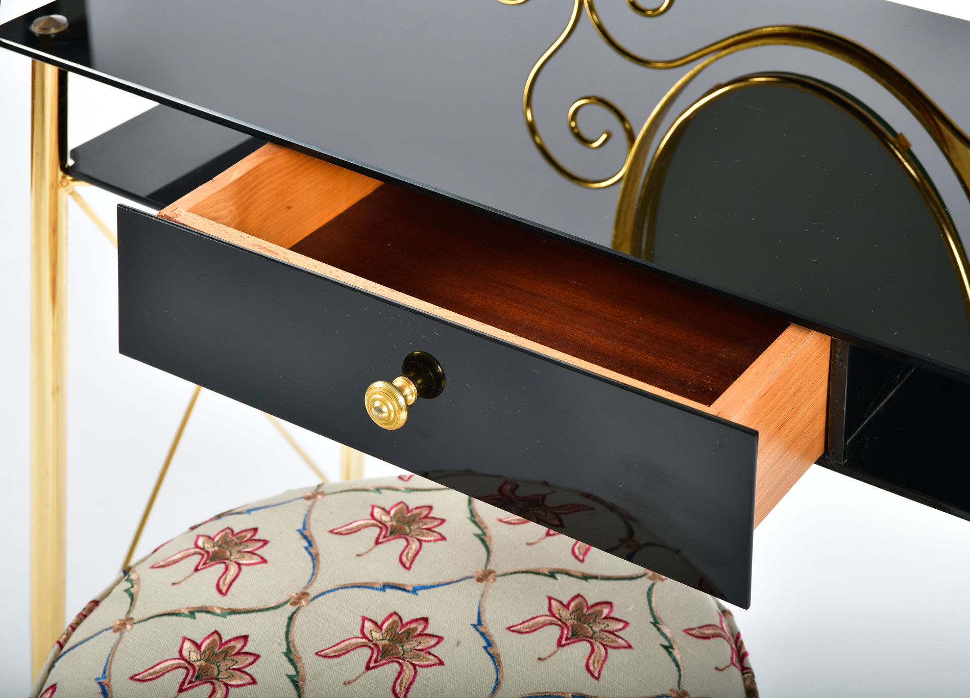 The image for Black Glass And Brass Dressing Table 08
