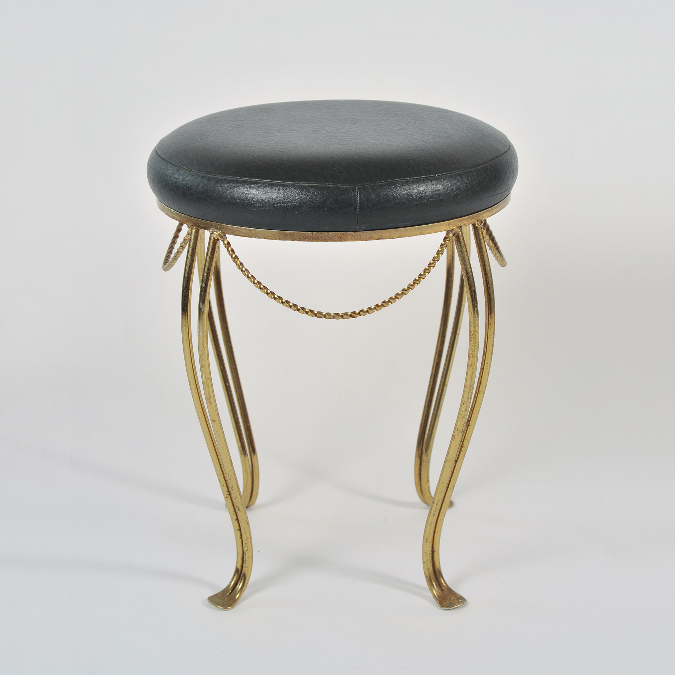 Brass Stool Leather Seat 01