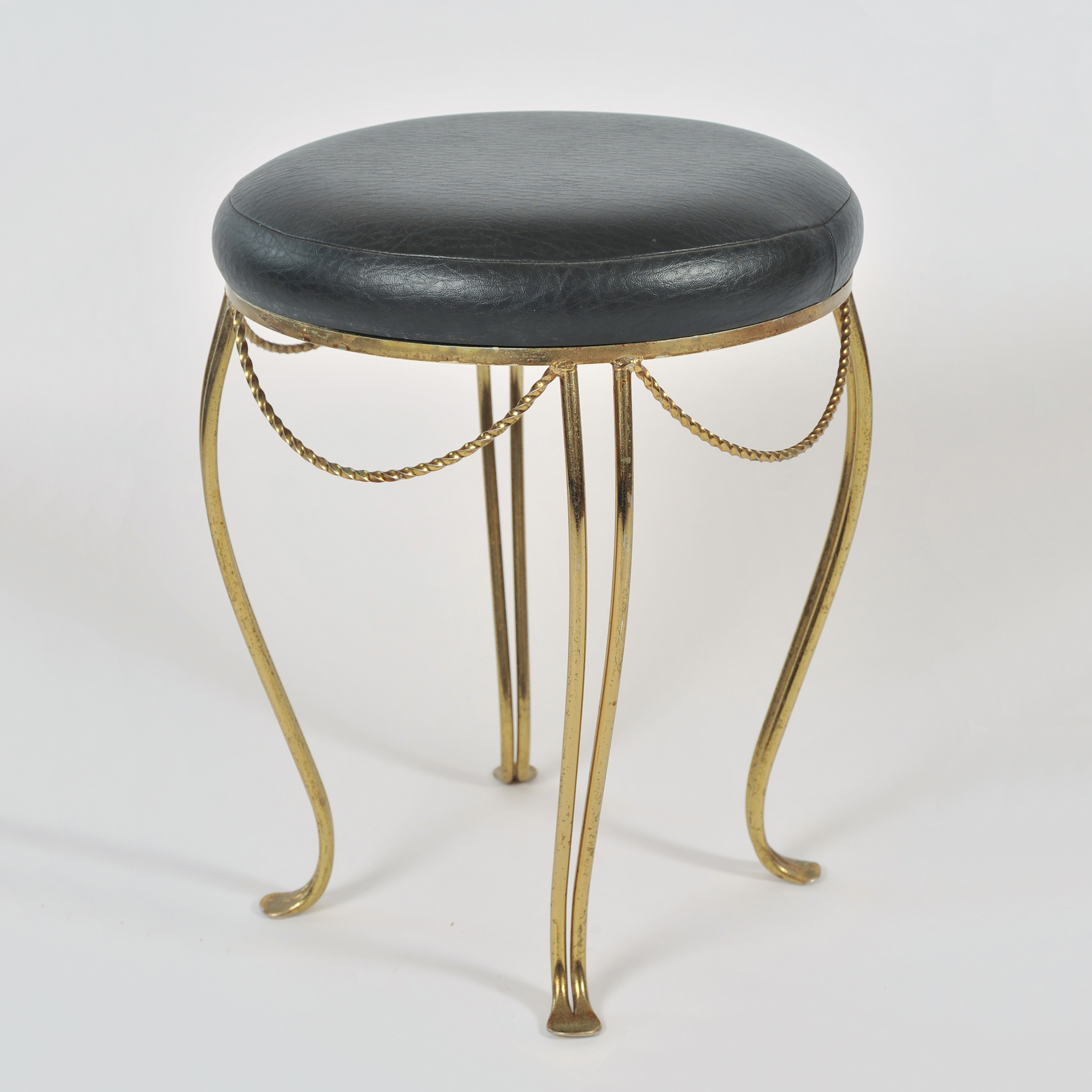 Brass Stool Leather Seat 02