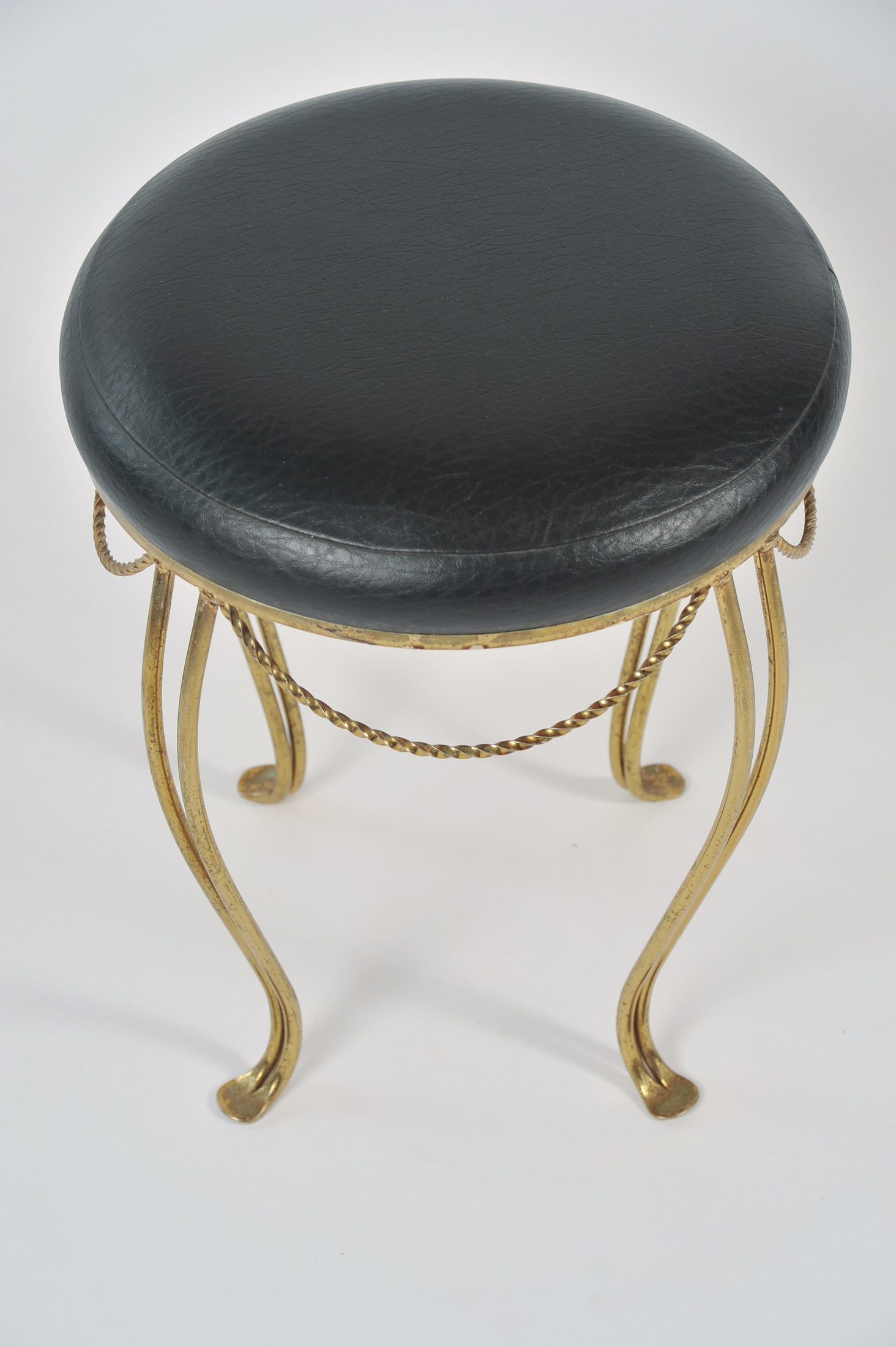 Brass Stool Leather Seat 03