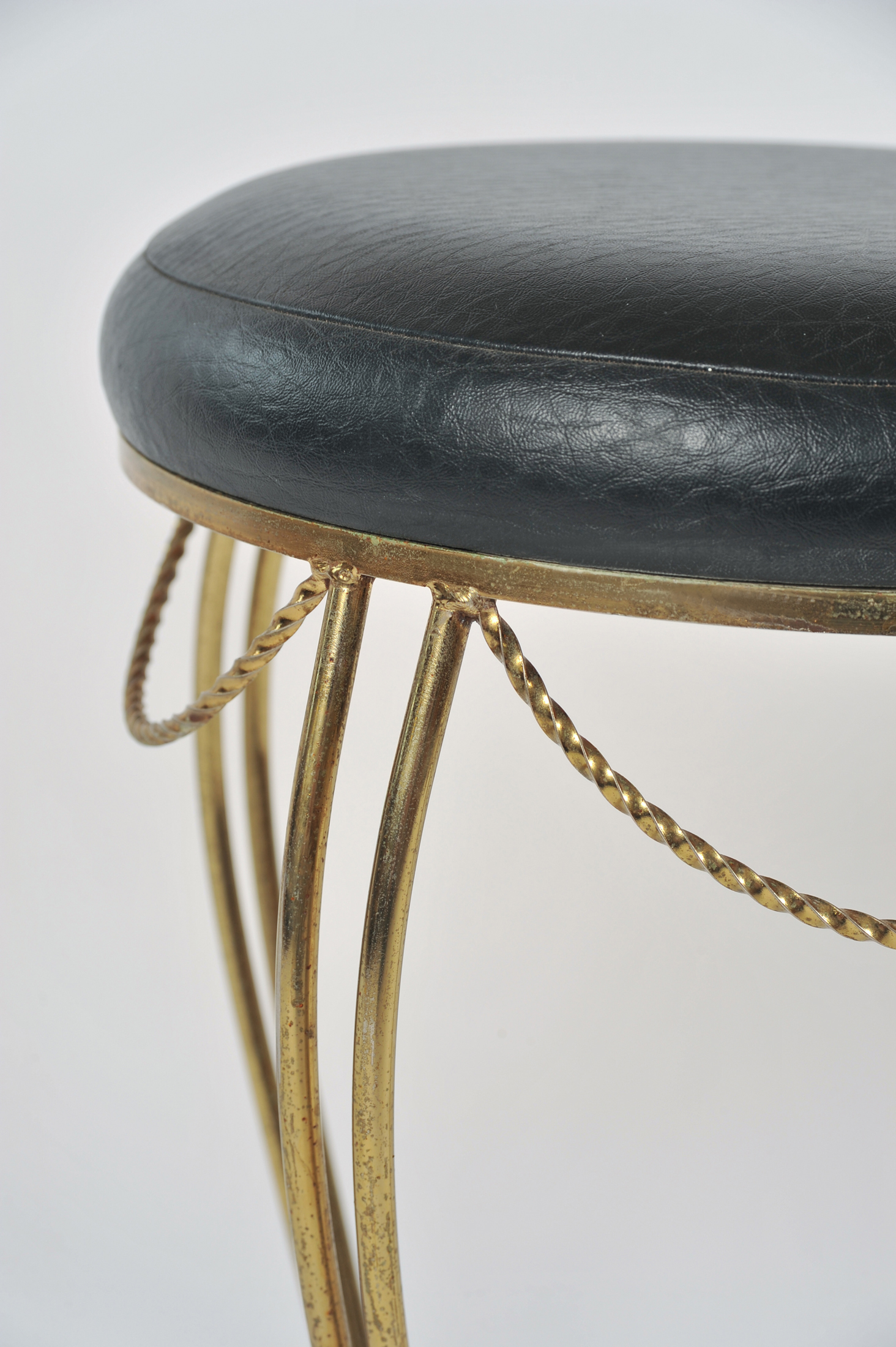 Brass Stool Leather Seat 04