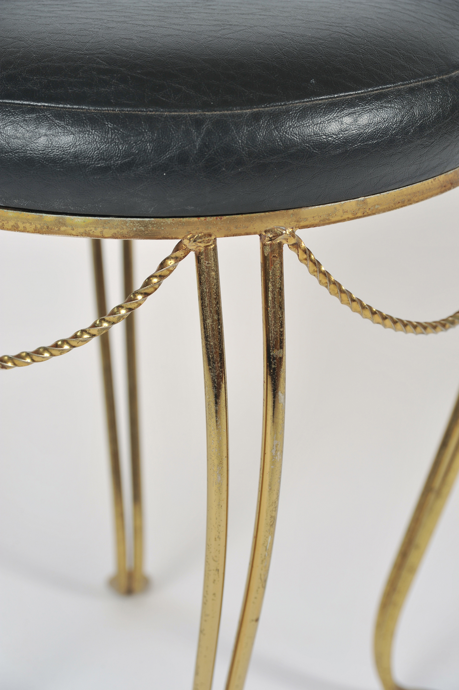 Brass Stool Leather Seat 05