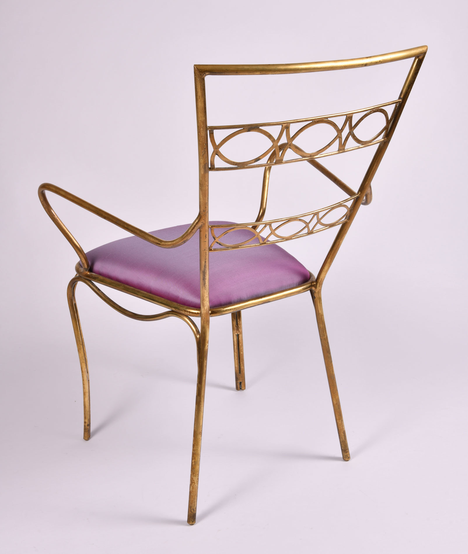 Brass Chair Purple Upholstered Seat 05