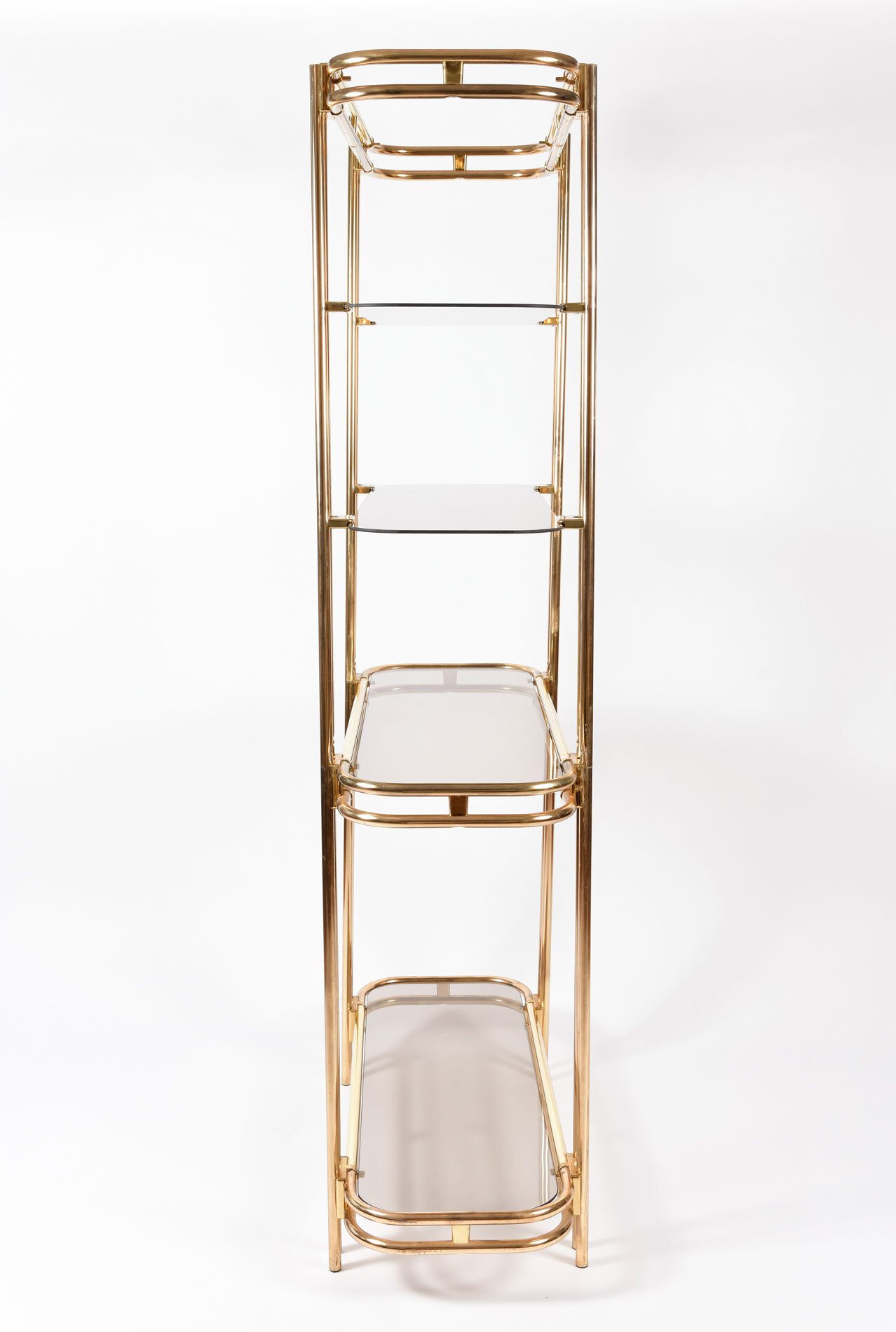American 1970s Hollywood Regency brass and glass Valerie Wade