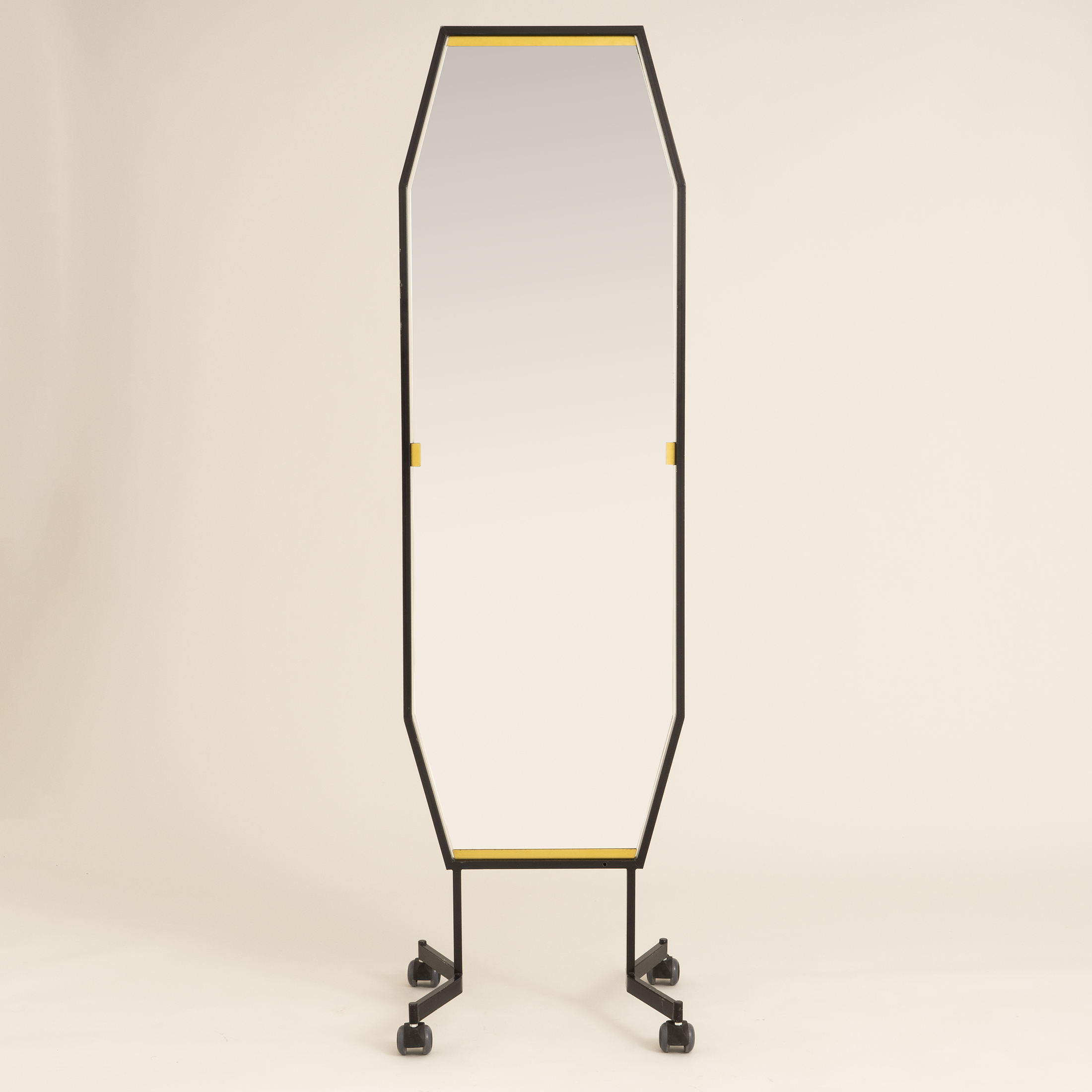 Italian Black Octagonal Floor Mirror 0302