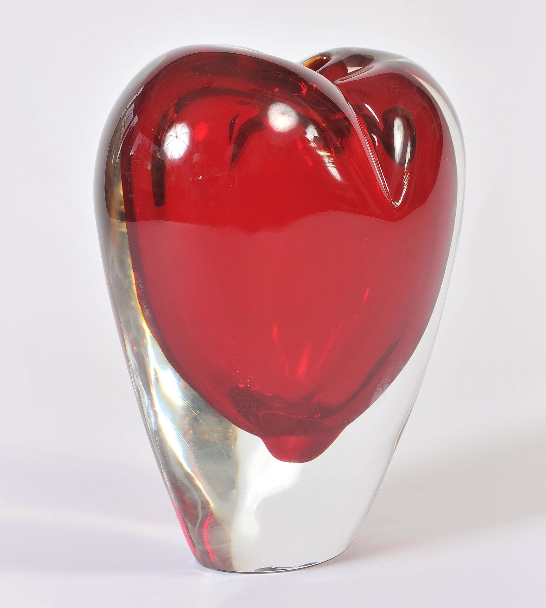 Large red Murano heart vase Valerie Wade