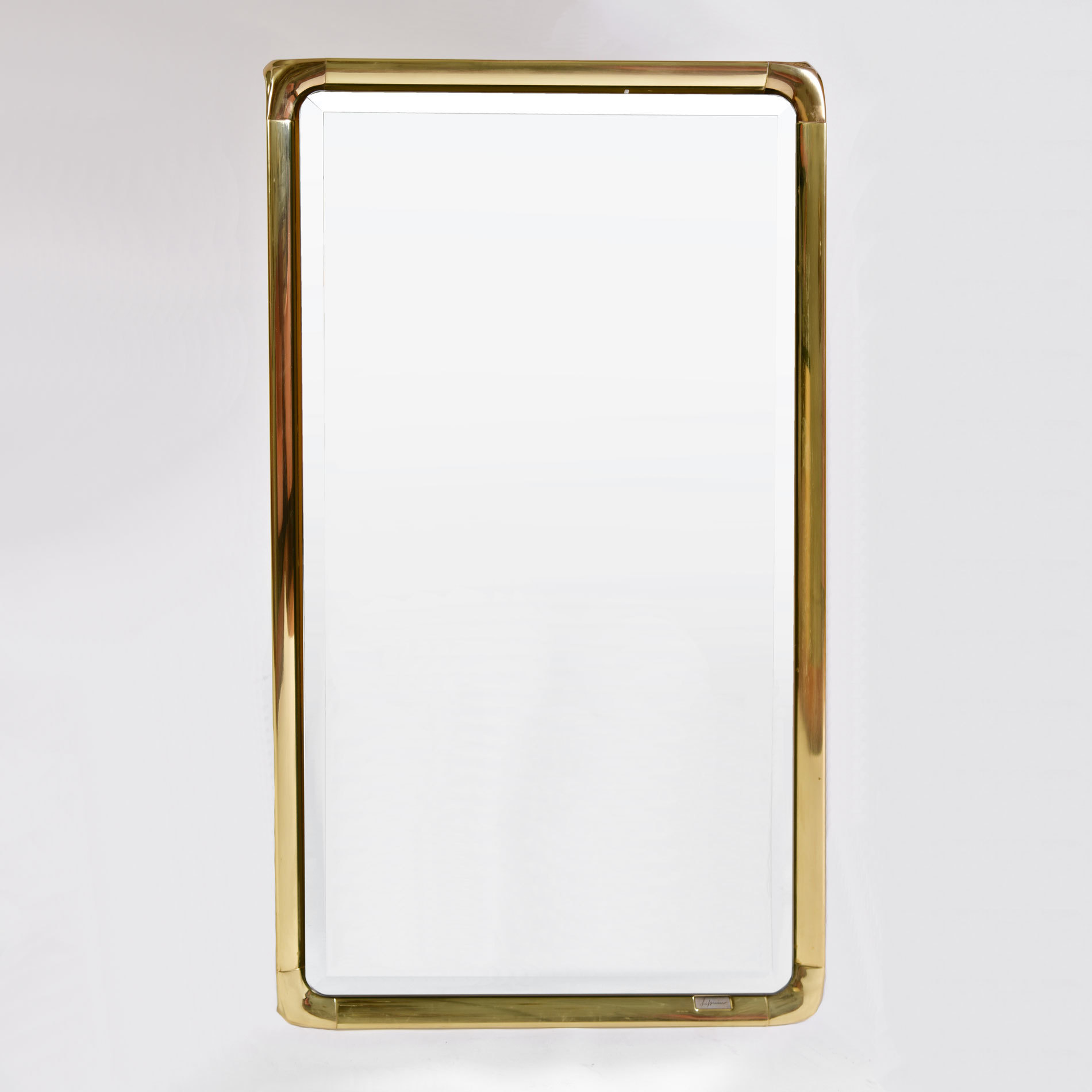 Vintage brass wall mirror with diagonal mirror strips, 1970s