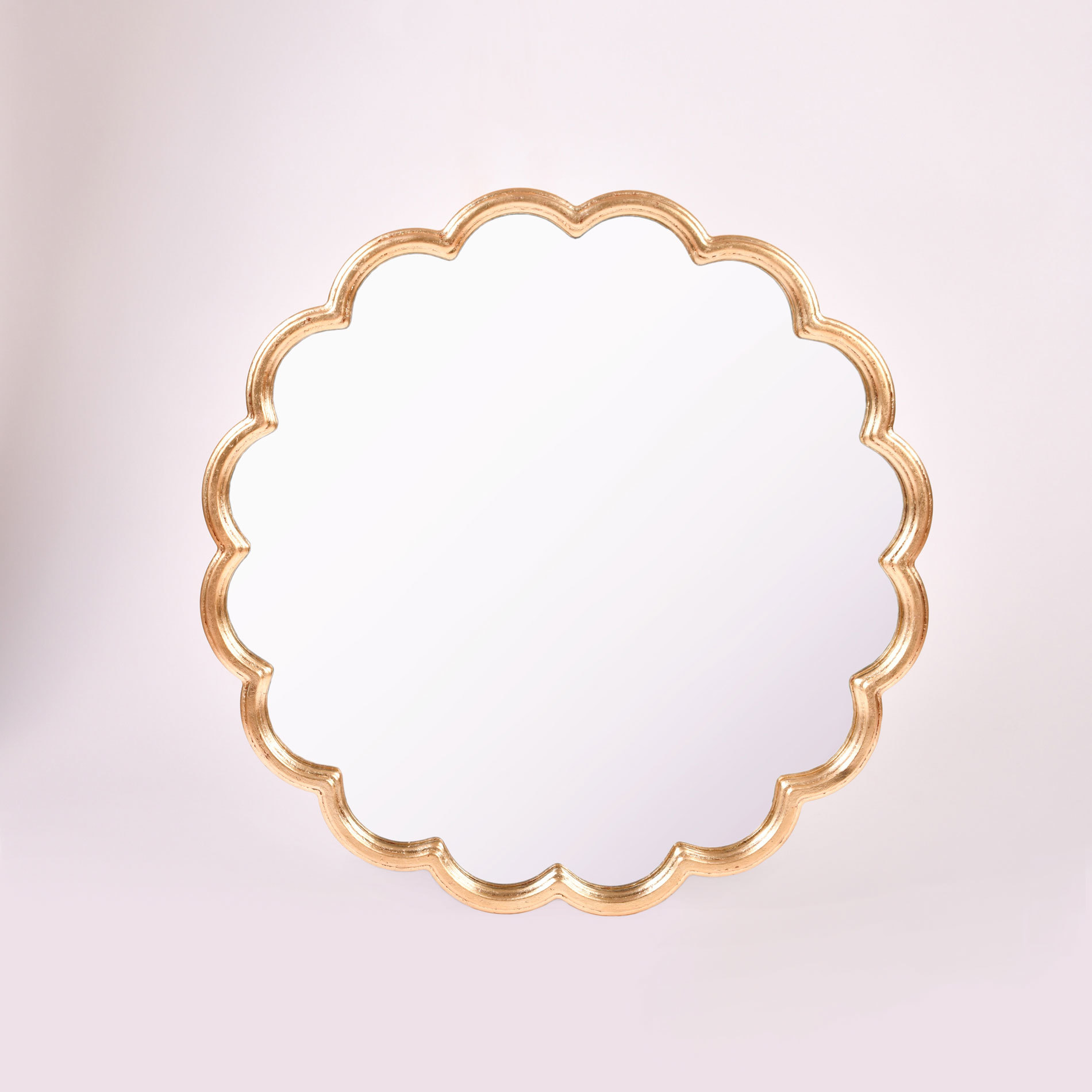 Monaco' gold leaf circular scalloped wall mirror