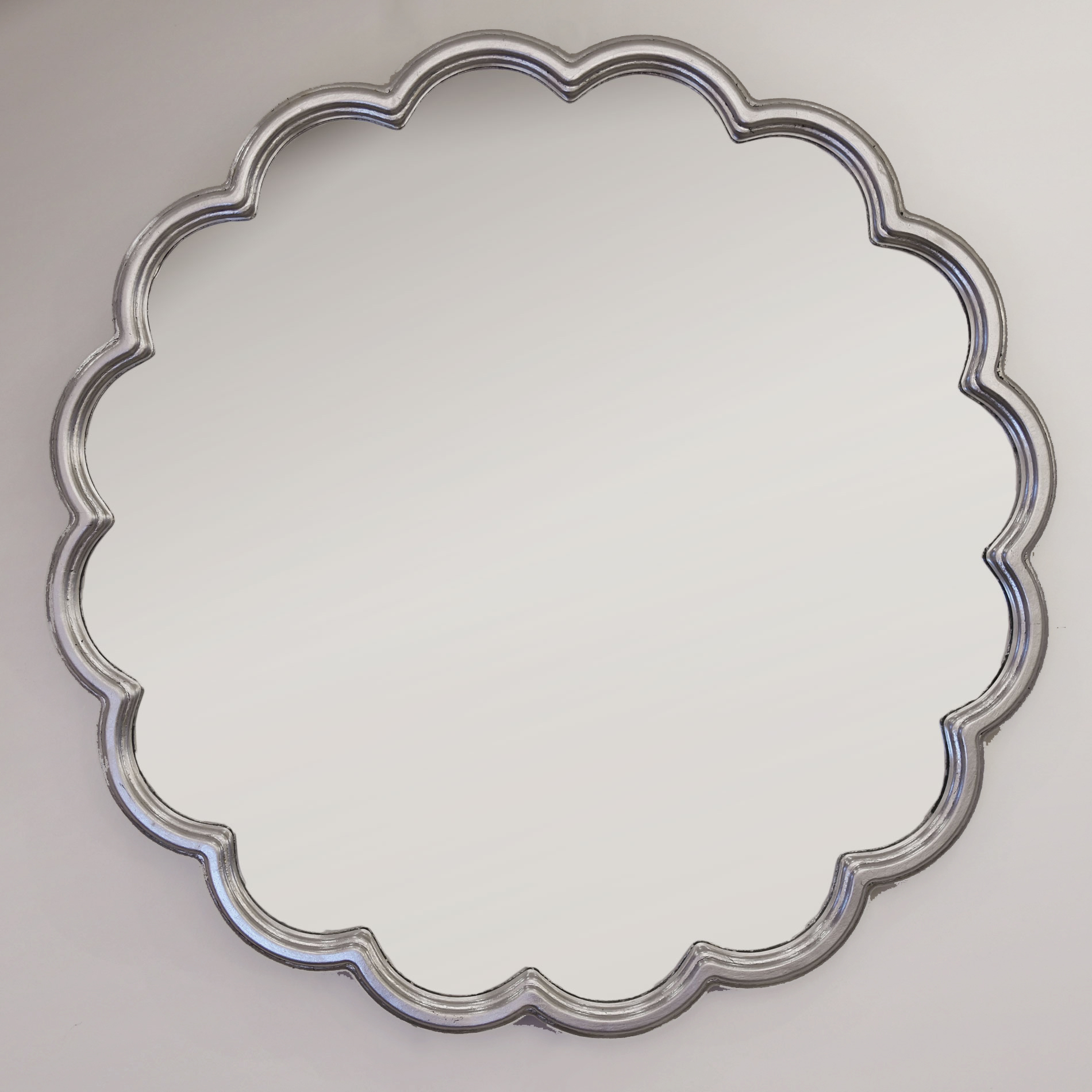 Atlantic Scalloped Silver Round Mirror