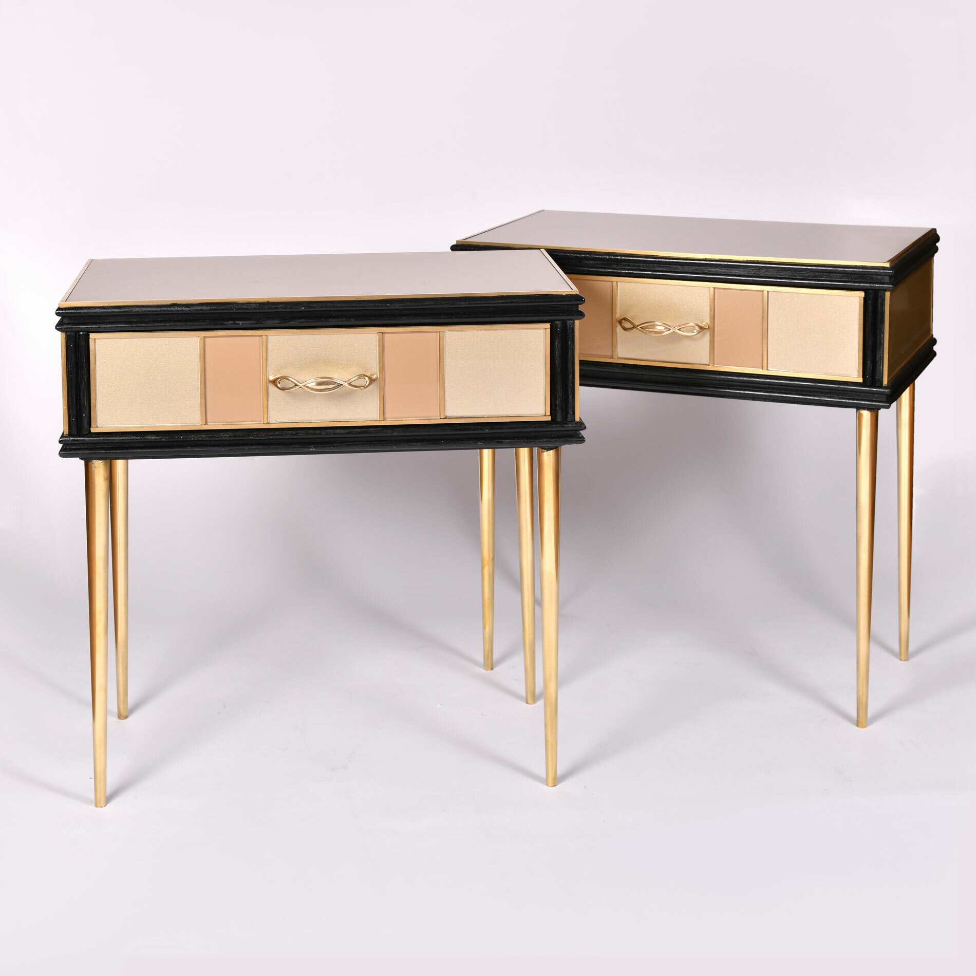Pair 1960S Gold Bedside Tables 01