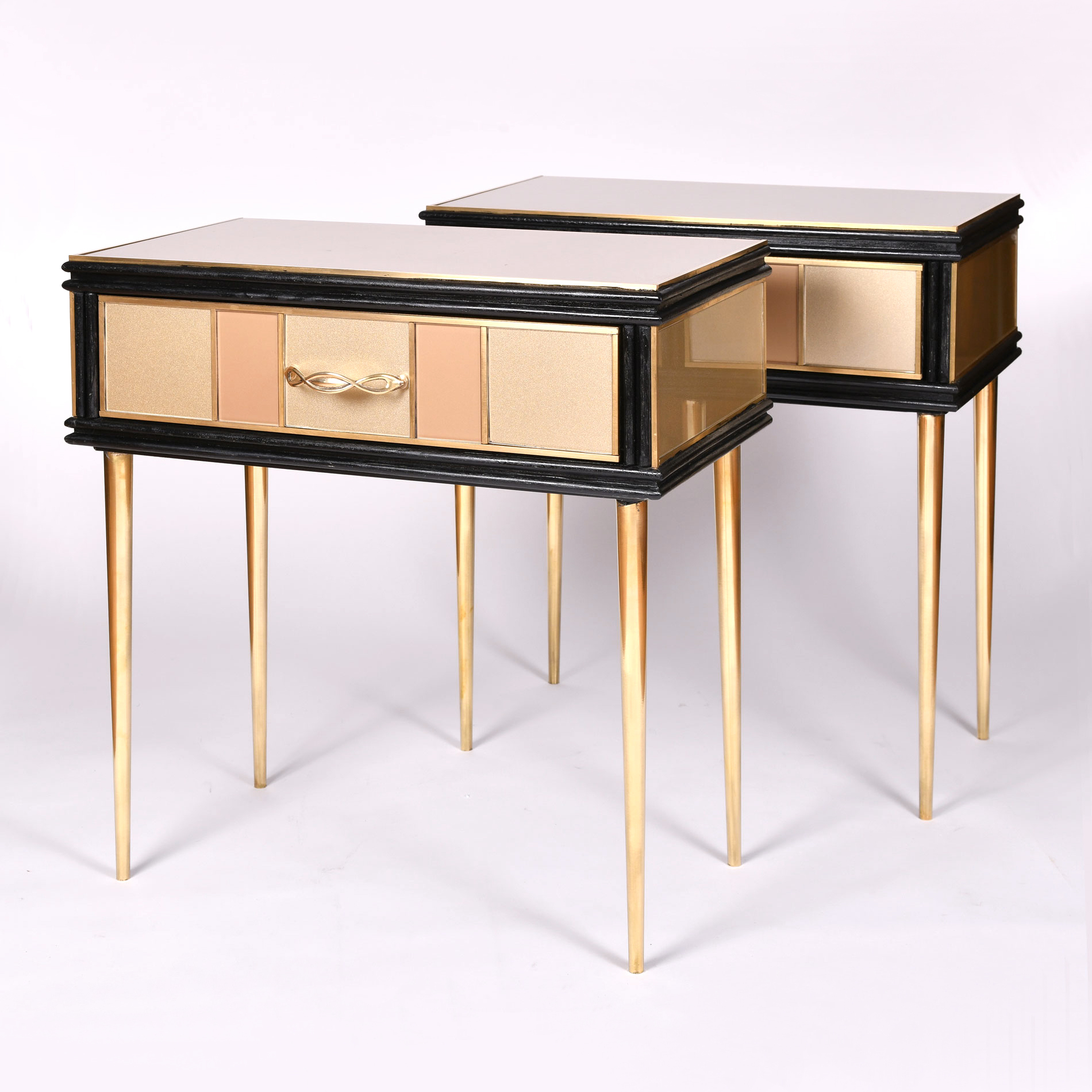 The image for Pair 1960S Gold Bedside Tables 02