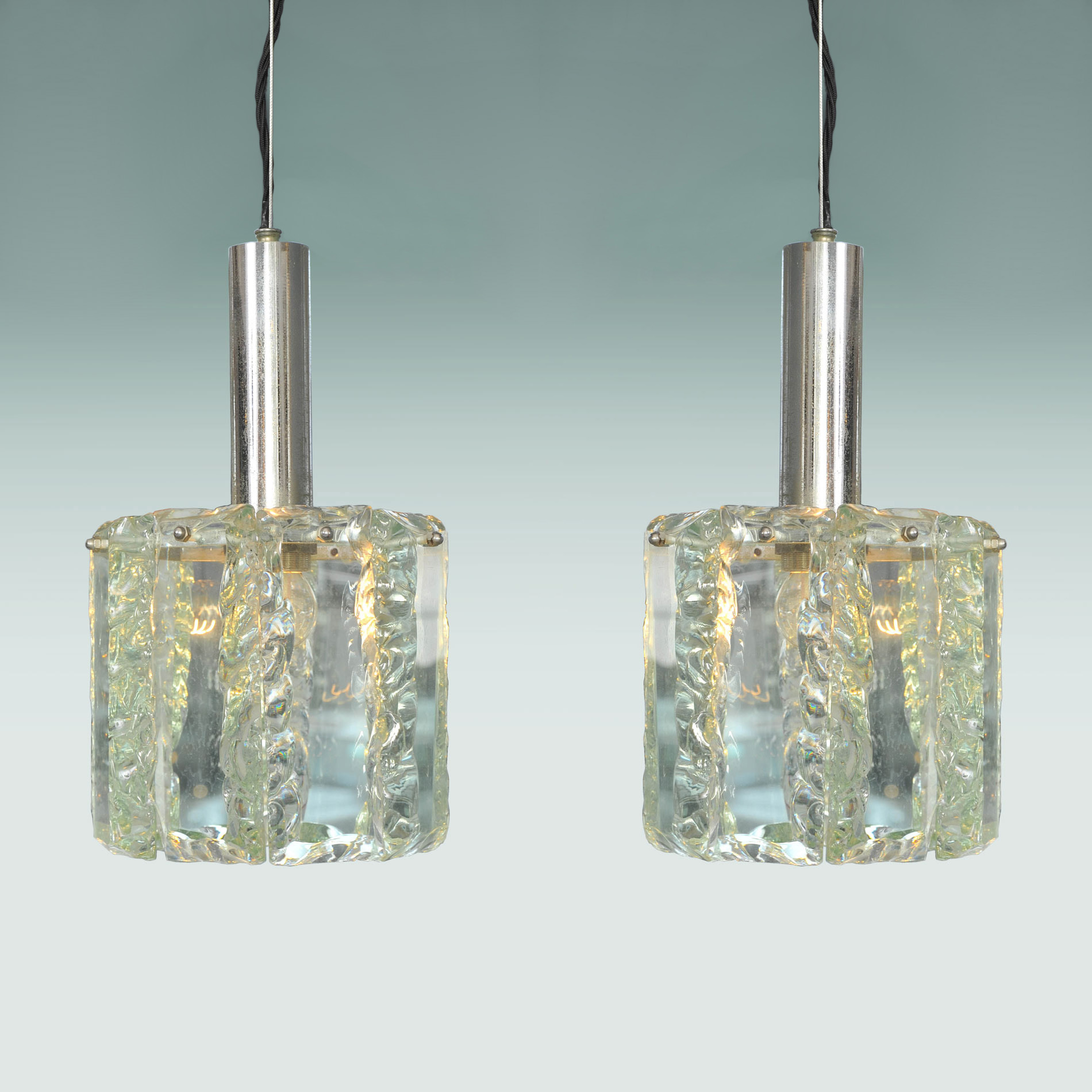 Pair 1970S Glass Pendants 01