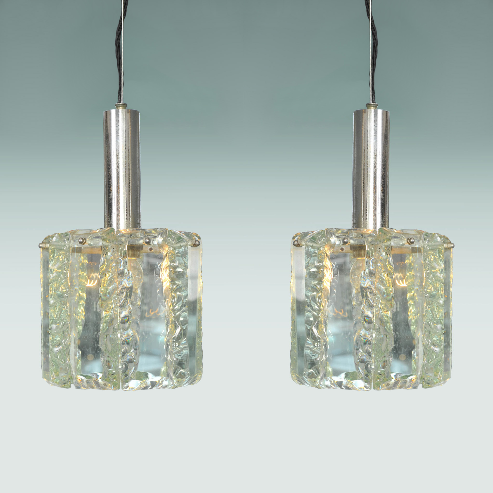 Pair 1970S Glass Pendants 01