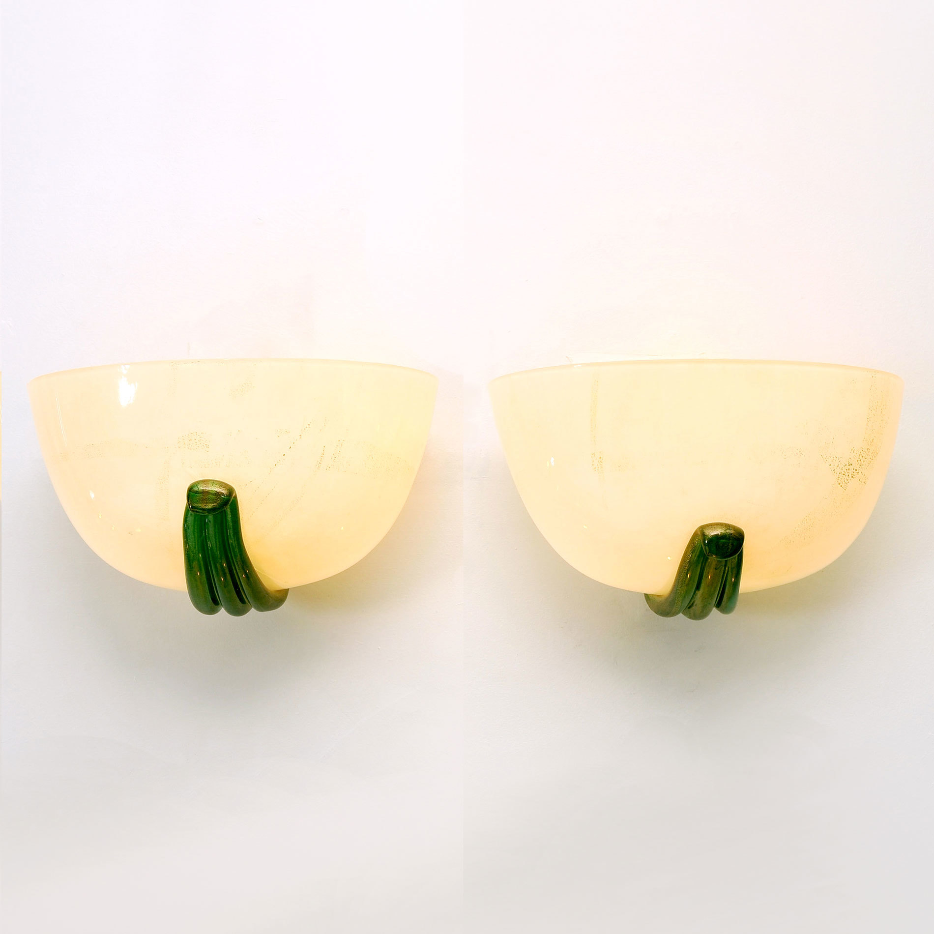 Pair Buzzi Wall Lights Green Glass 01