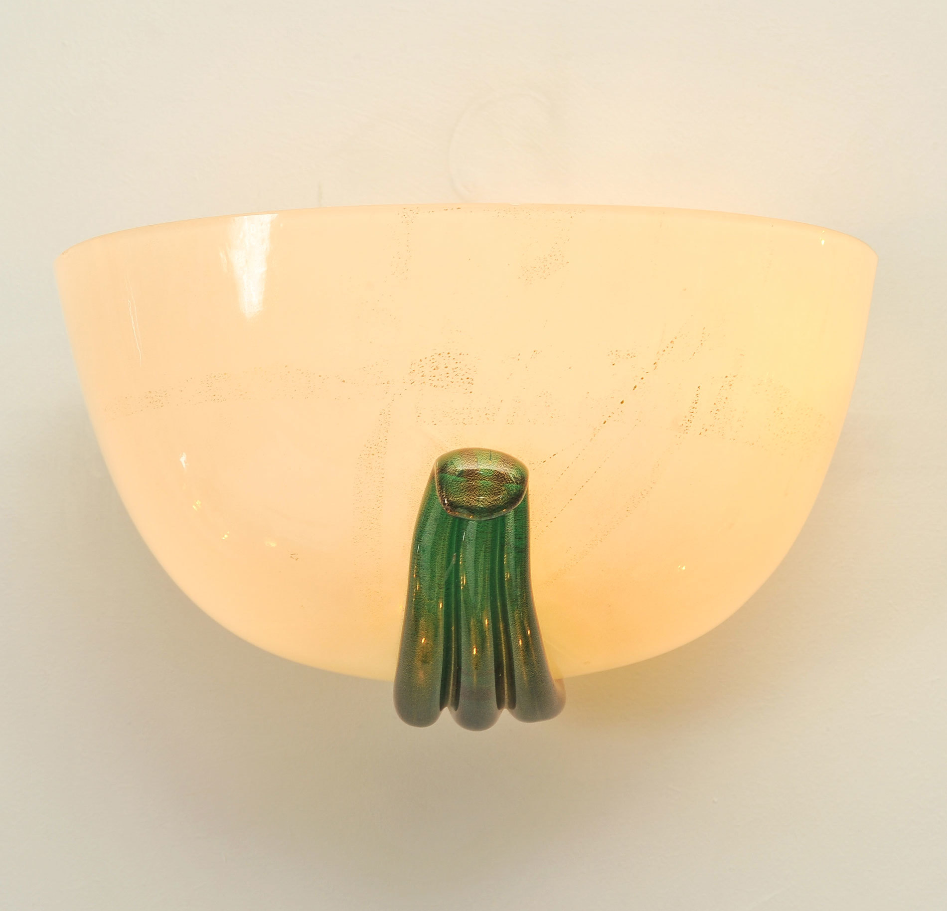 The image for Pair Buzzi Wall Lights Green Glass 04