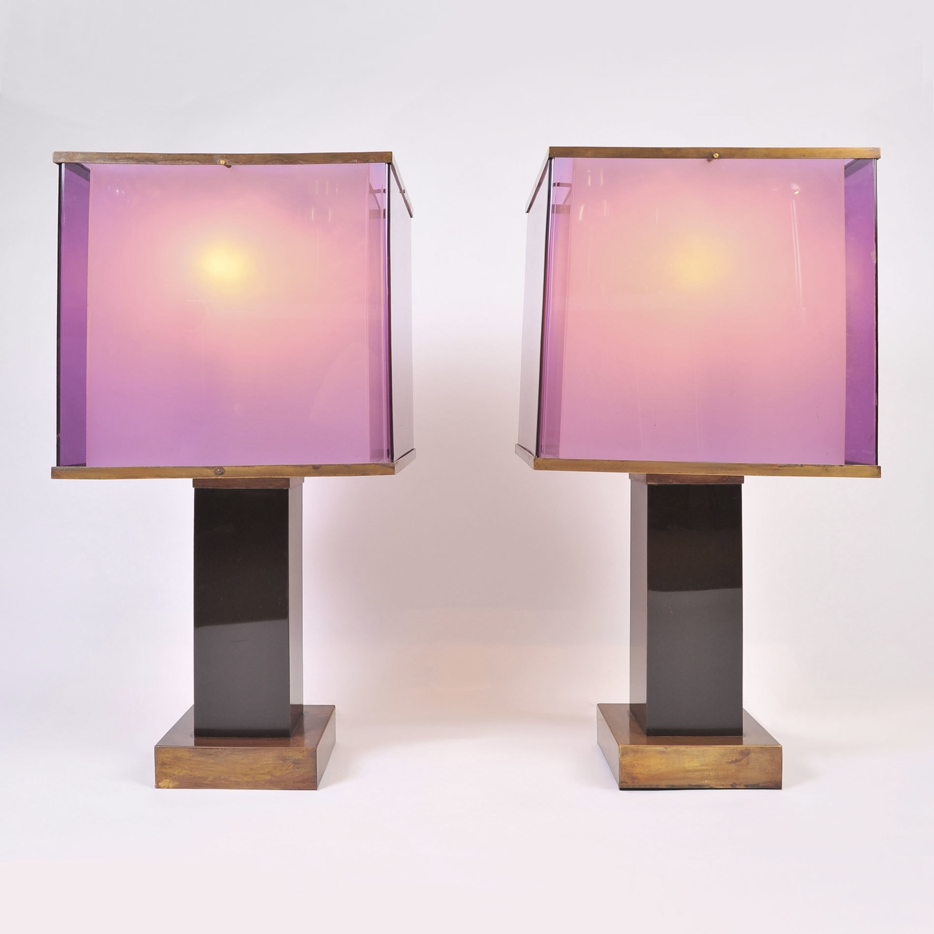 The image for Pair Double Perspex Shade Lamps 01