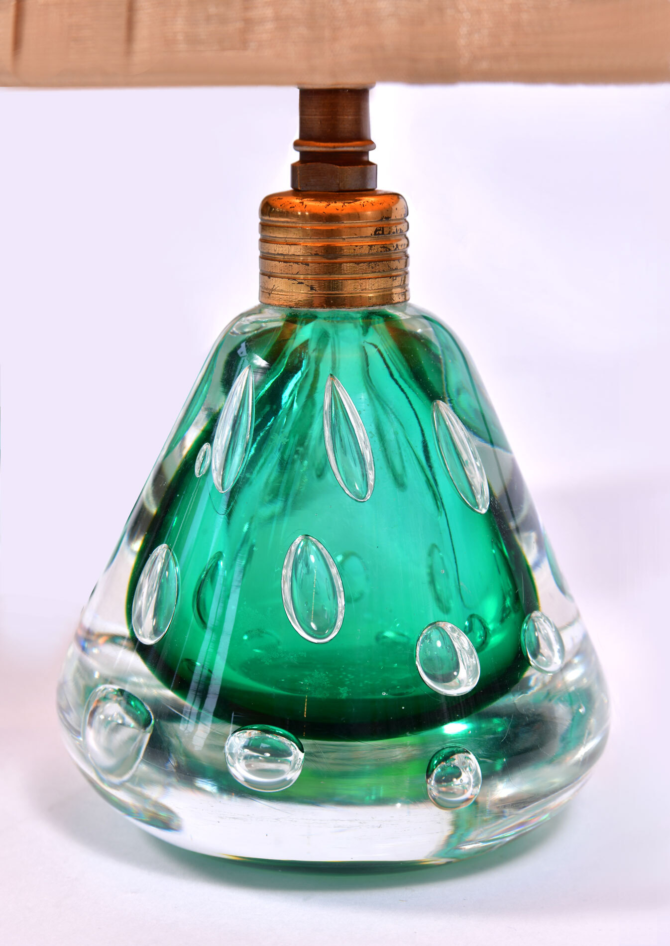 Pair Emerald Green Murano Lamps 02