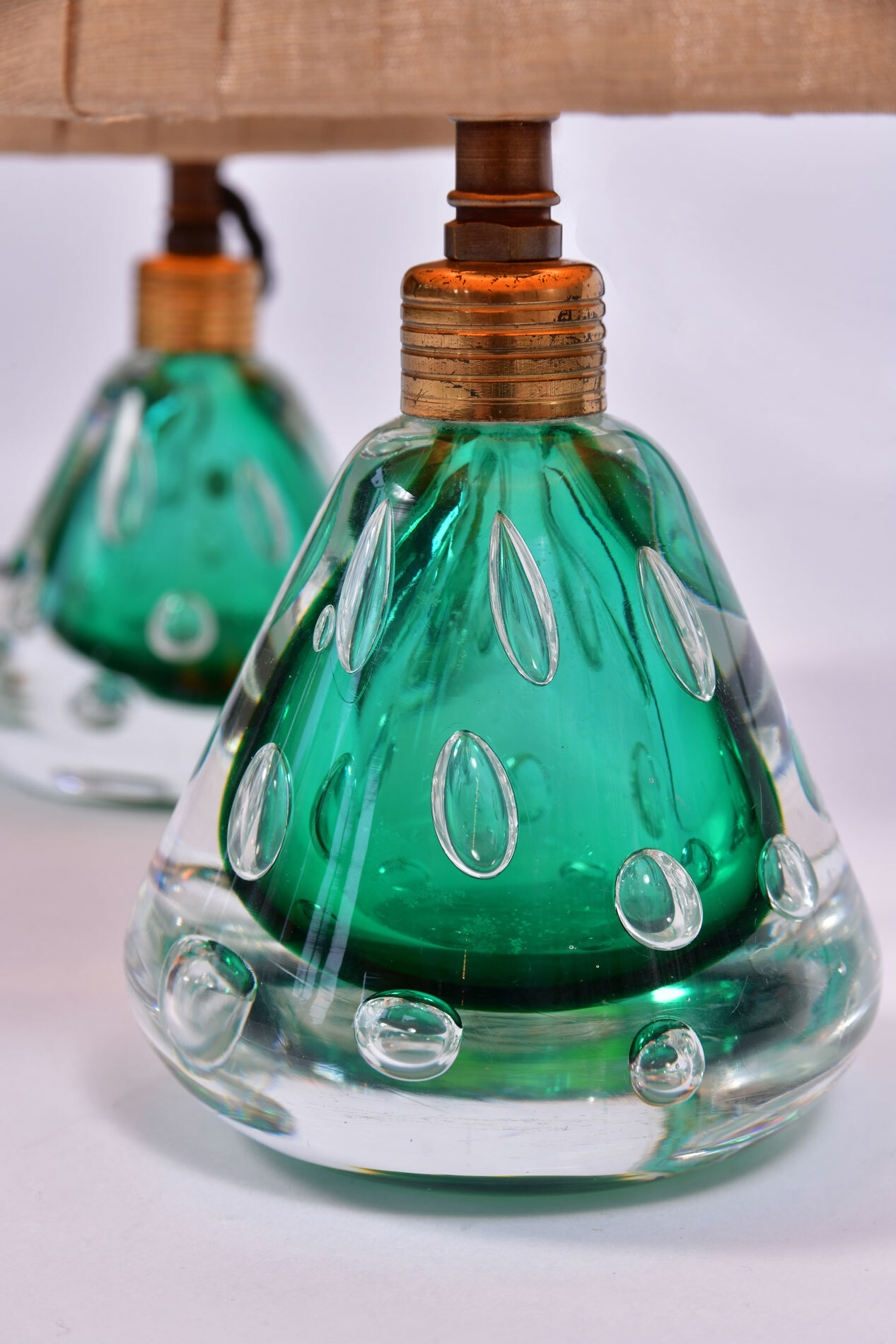 Pair Emerald Green Murano Lamps 03