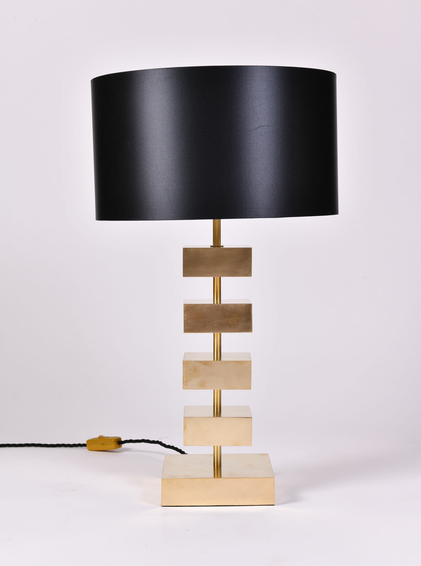 Pair of 'Luigi' stacked brass table Pair of Impressive Table lamps in Lighting