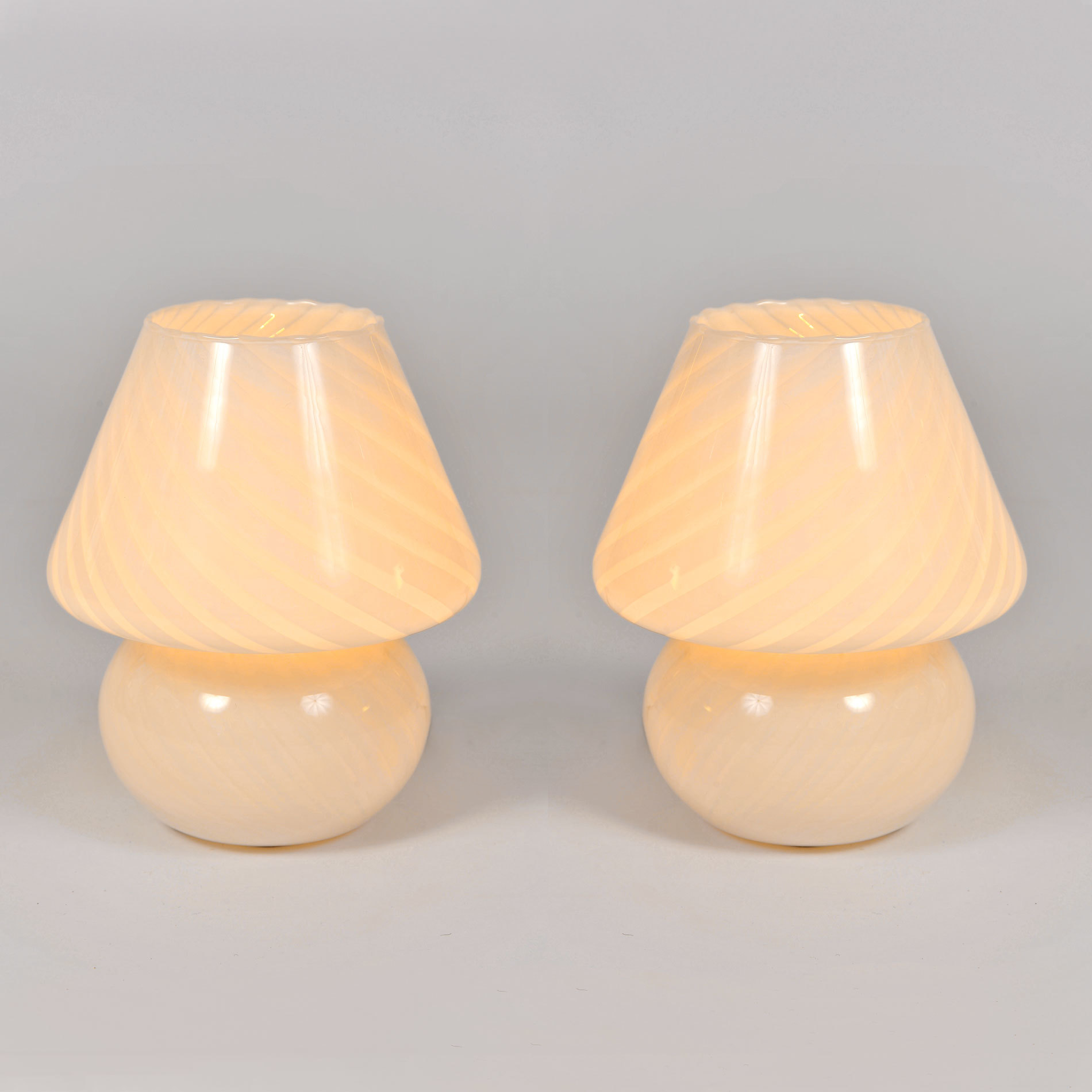 The image for Pair Murano Mushroom Lamps 01