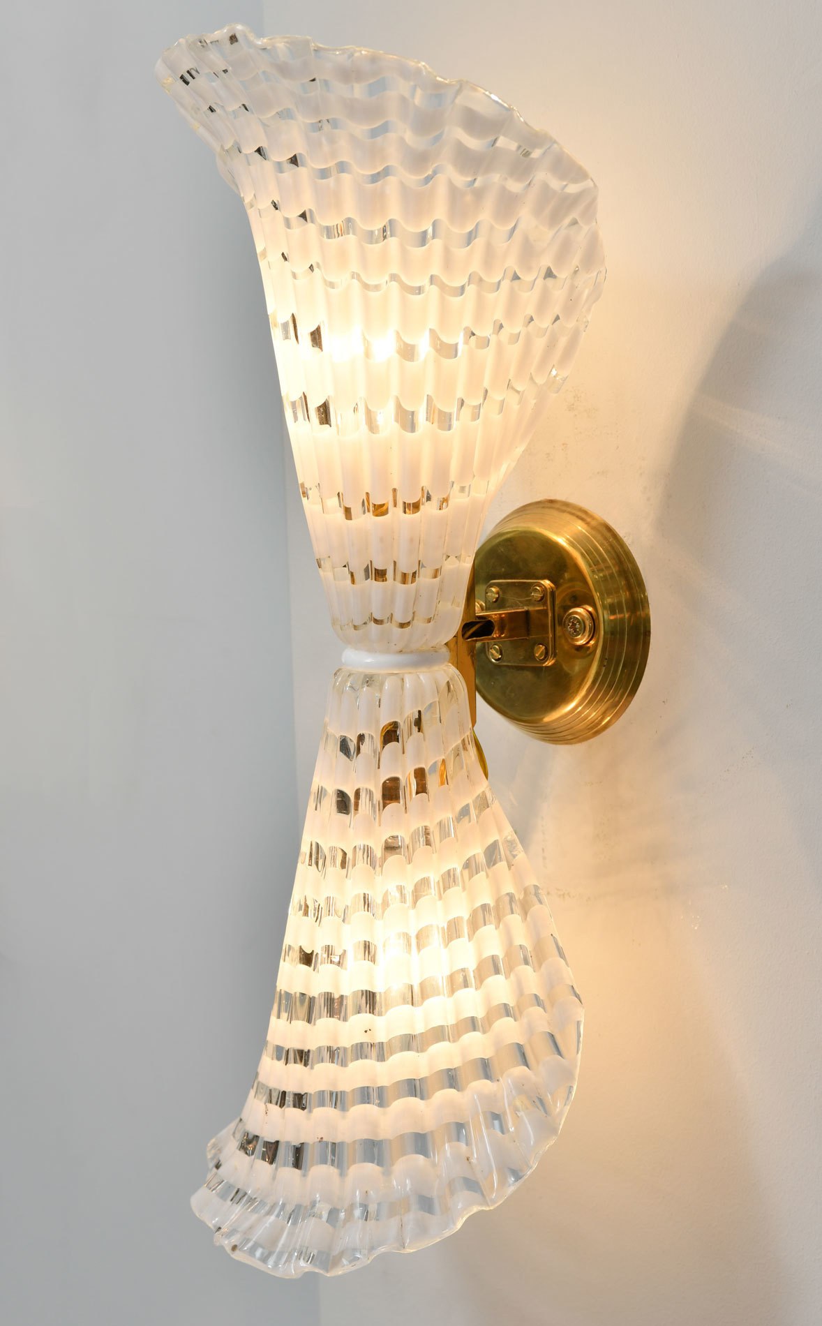 Pair Murano Glass Striped Wall Lights 02