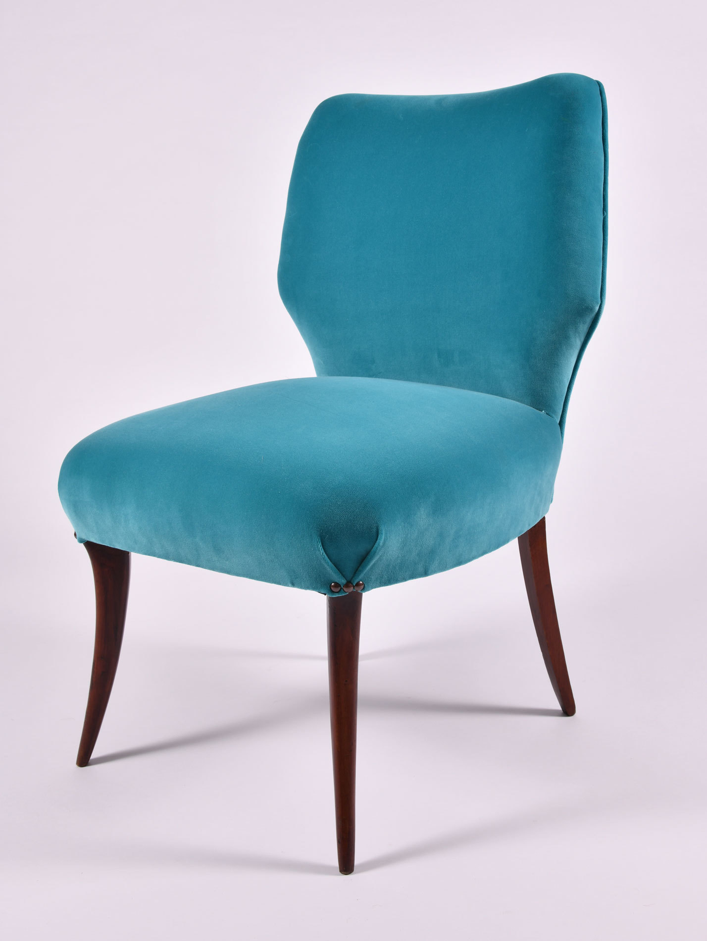 Pair Turquoise Velvet Chairs 04