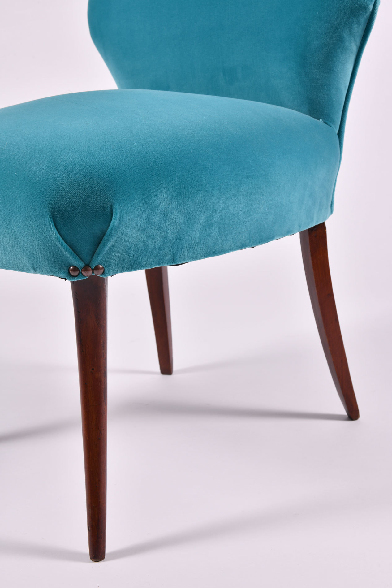 Pair Turquoise Velvet Chairs 06