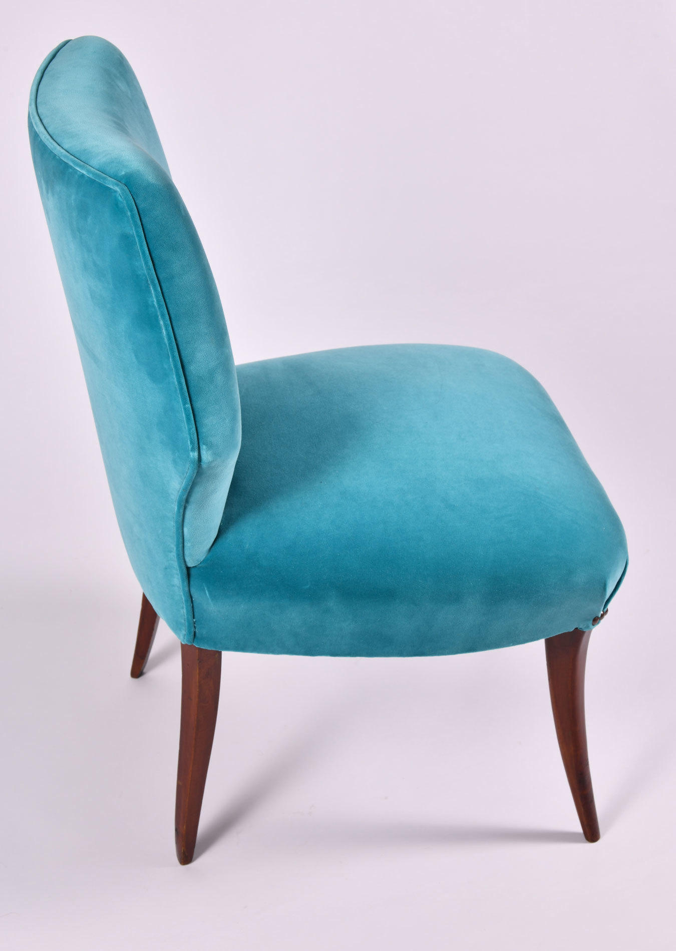 Pair Turquoise Velvet Chairs 07