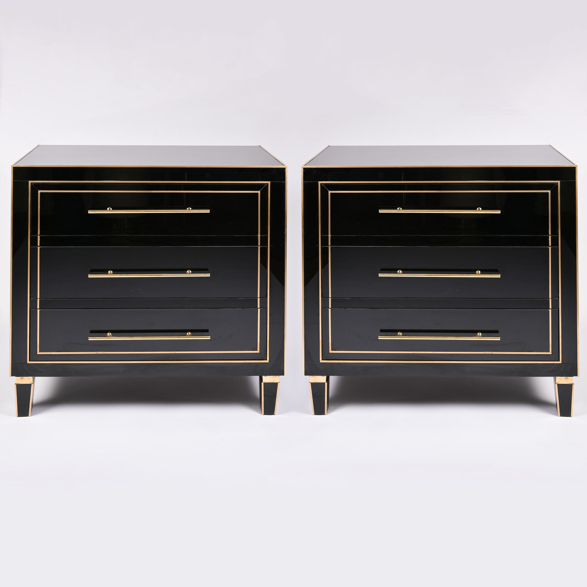 Pair Black Glass Cabinets 01