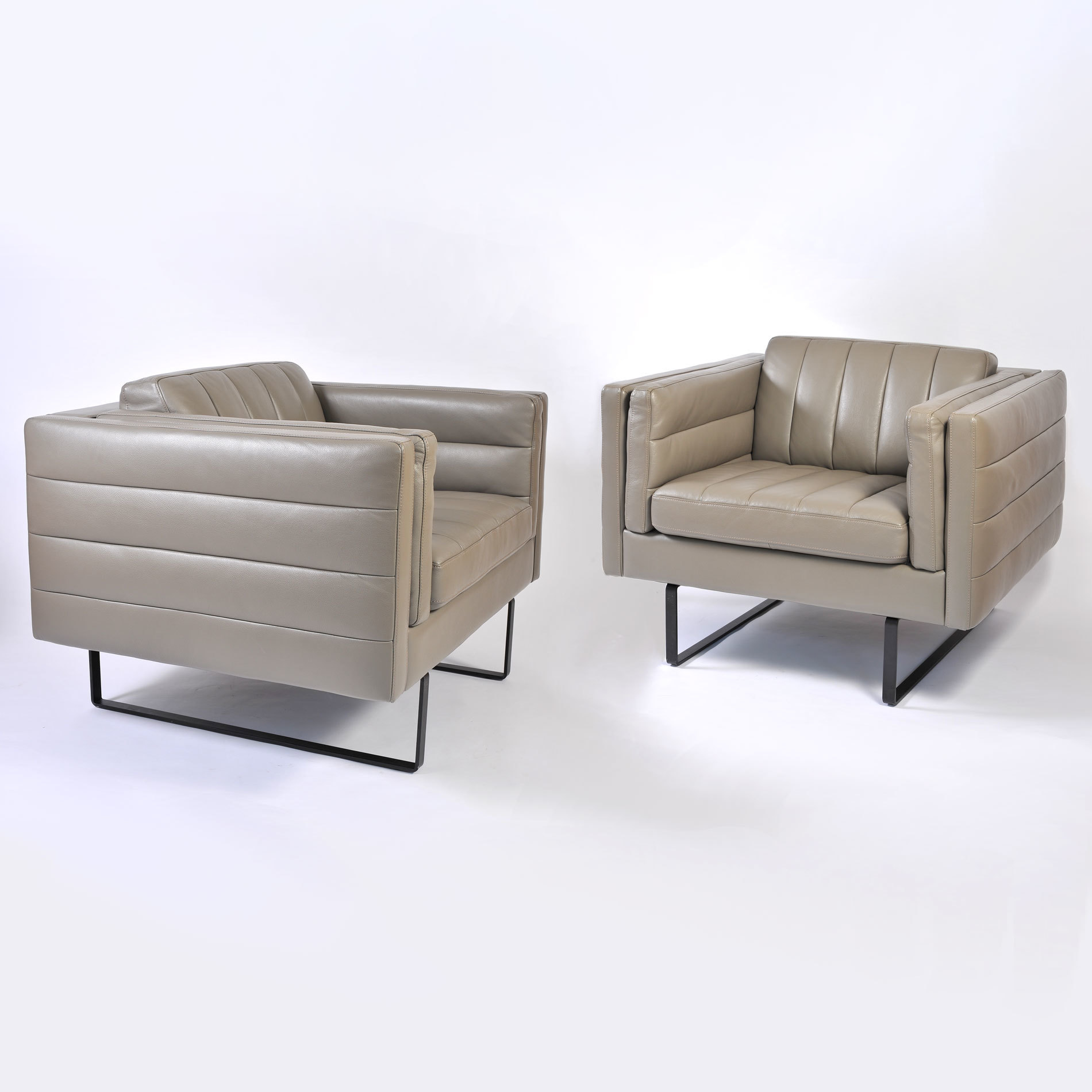 The image for Pair Grey Leather Armchairs 01