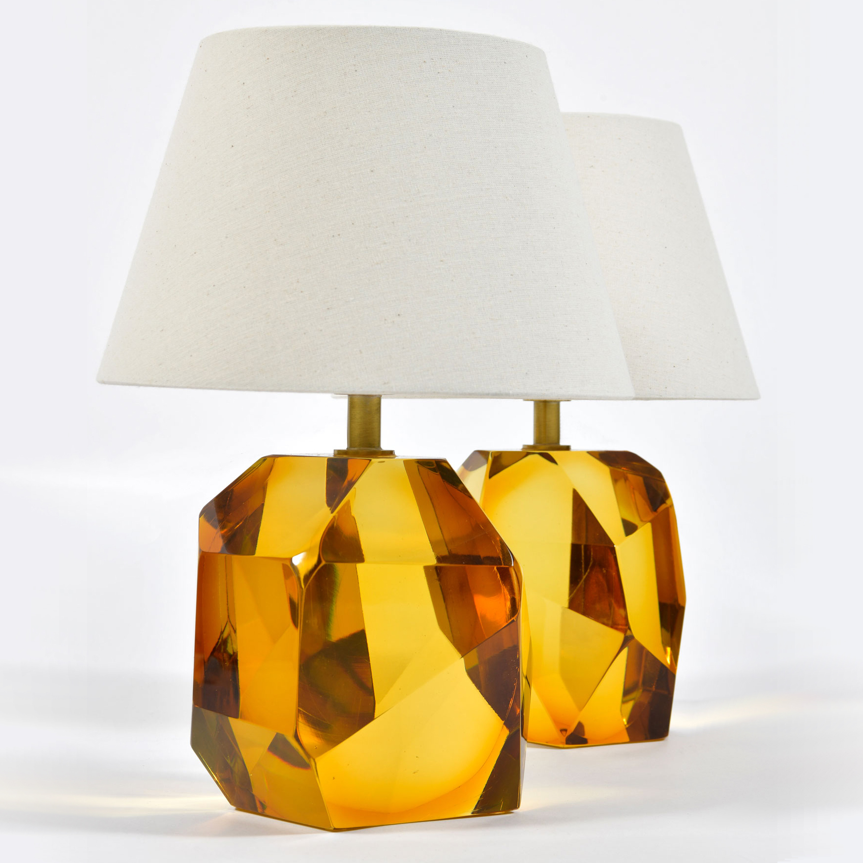 Pair Of Amber Rock Lamps 03