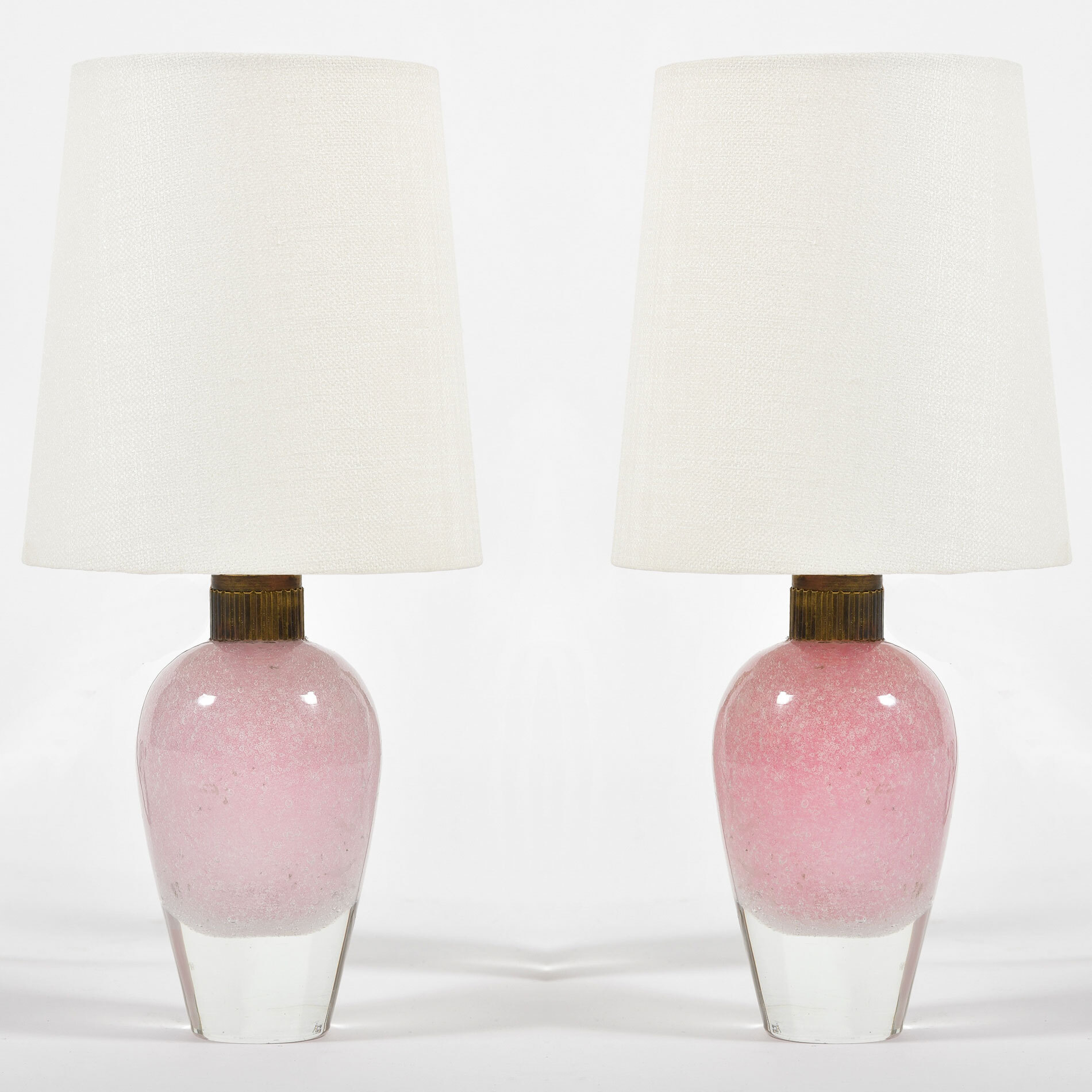 Pair Pink Murano Glass Lamps 01