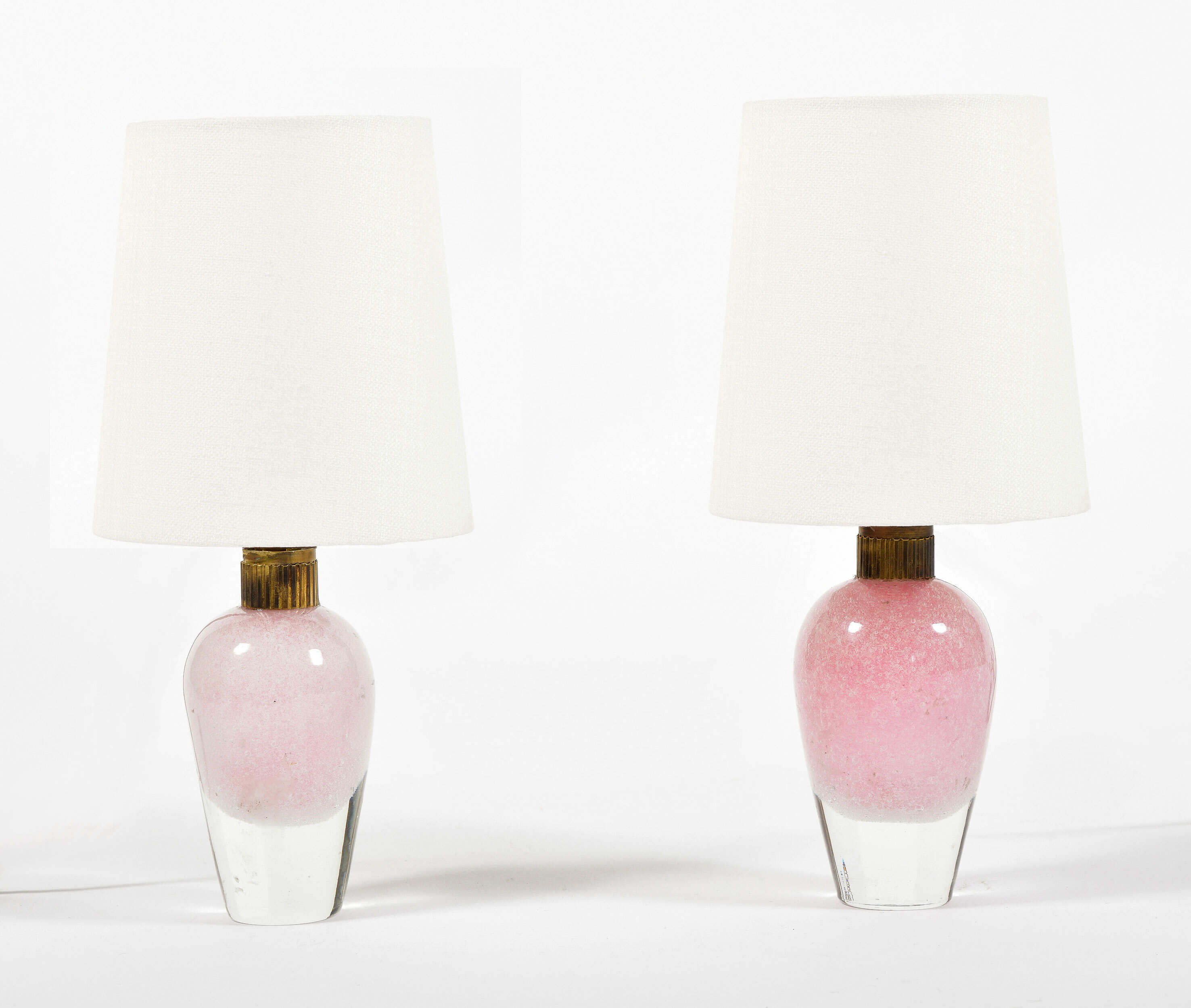 Pair Pink Murano Glass Lamps 02