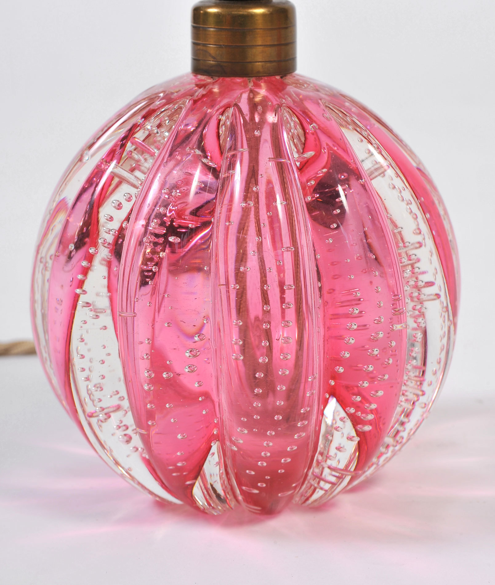 The image for Pair Pink Murano Ball Lamps 02