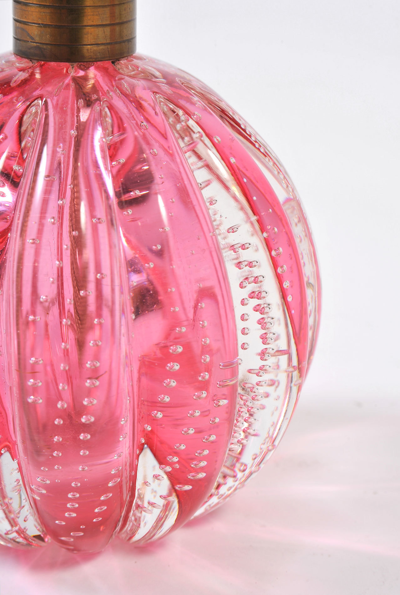 Pair Pink Murano Ball Lamps 03