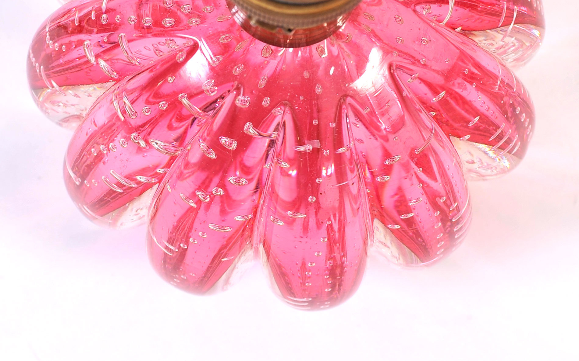 The image for Pair Pink Murano Ball Lamps 04