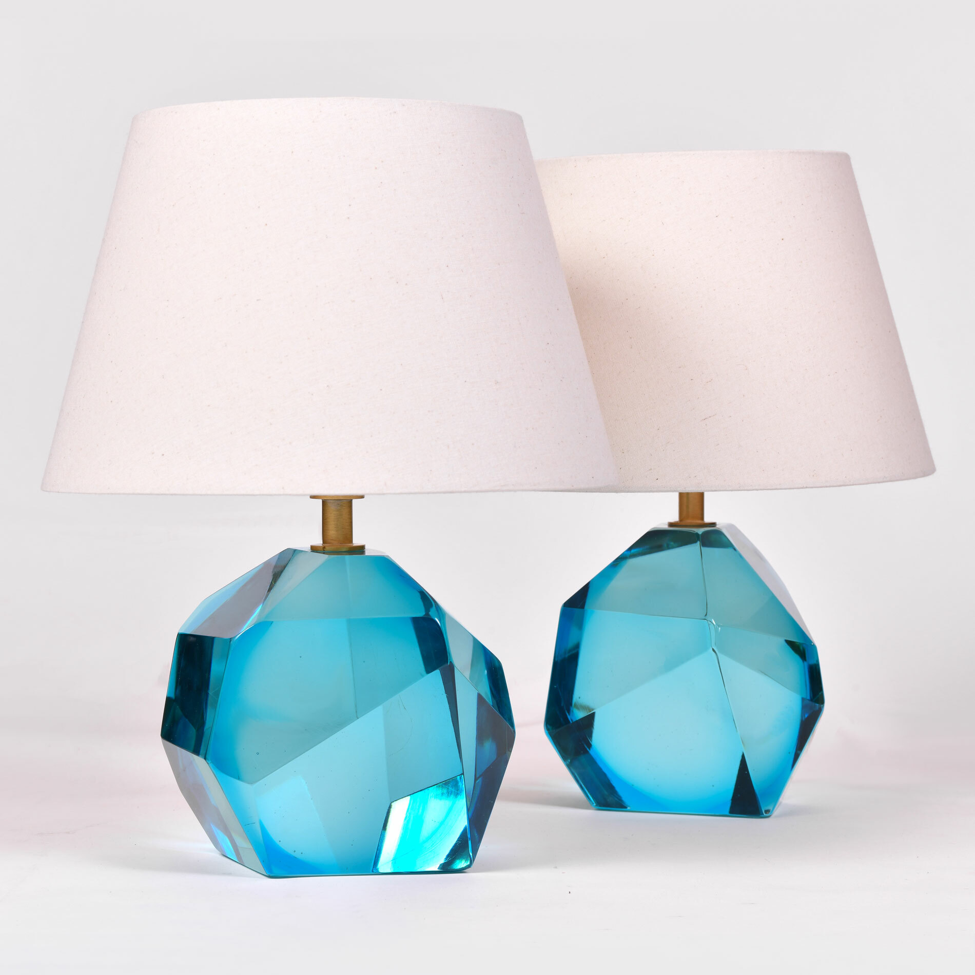 The image for Pair Turquoise Rock Lamps 01