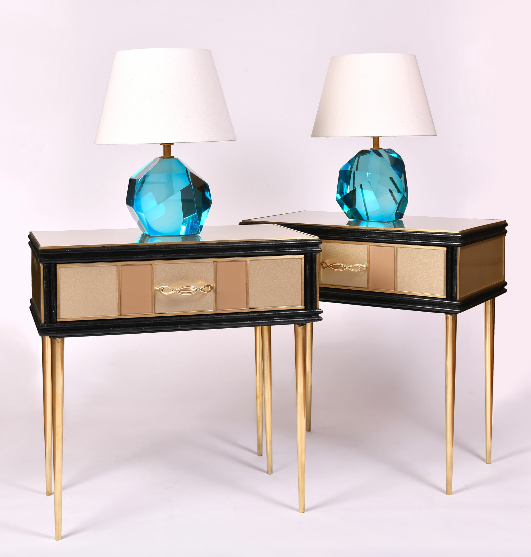 Pair Turquoise Rock Lamps 02