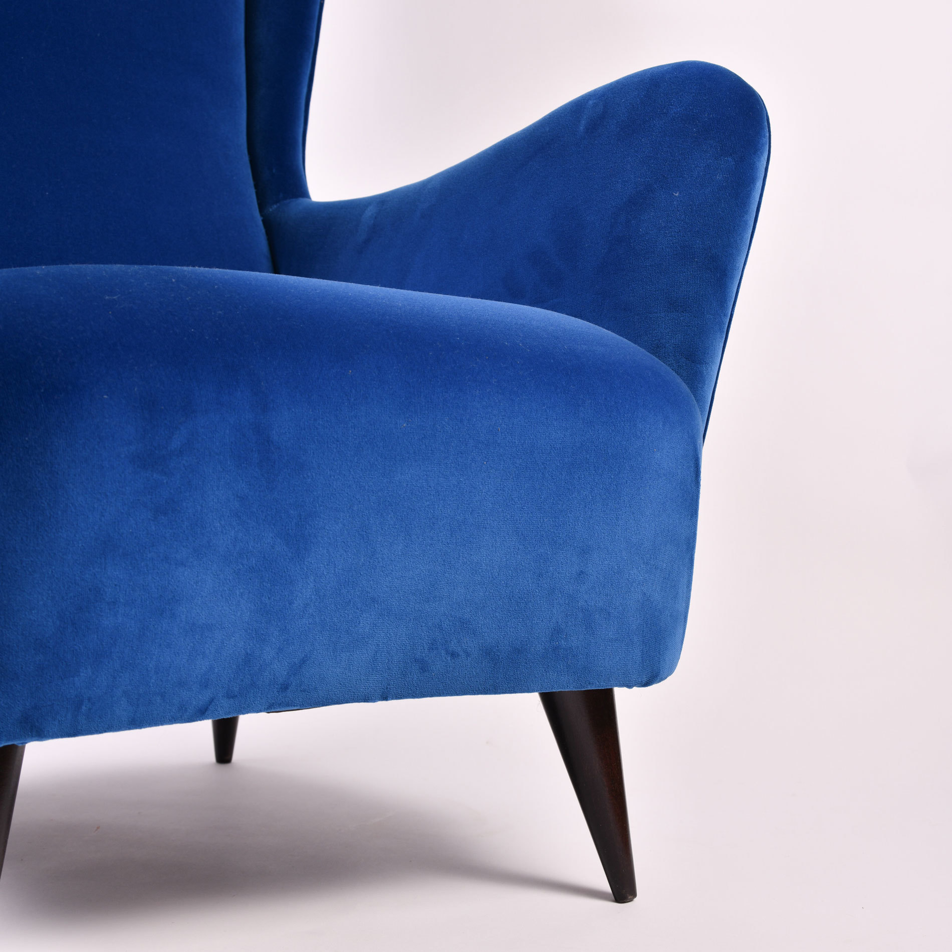 Paolo Buffa Blue Velvet Armchair 05